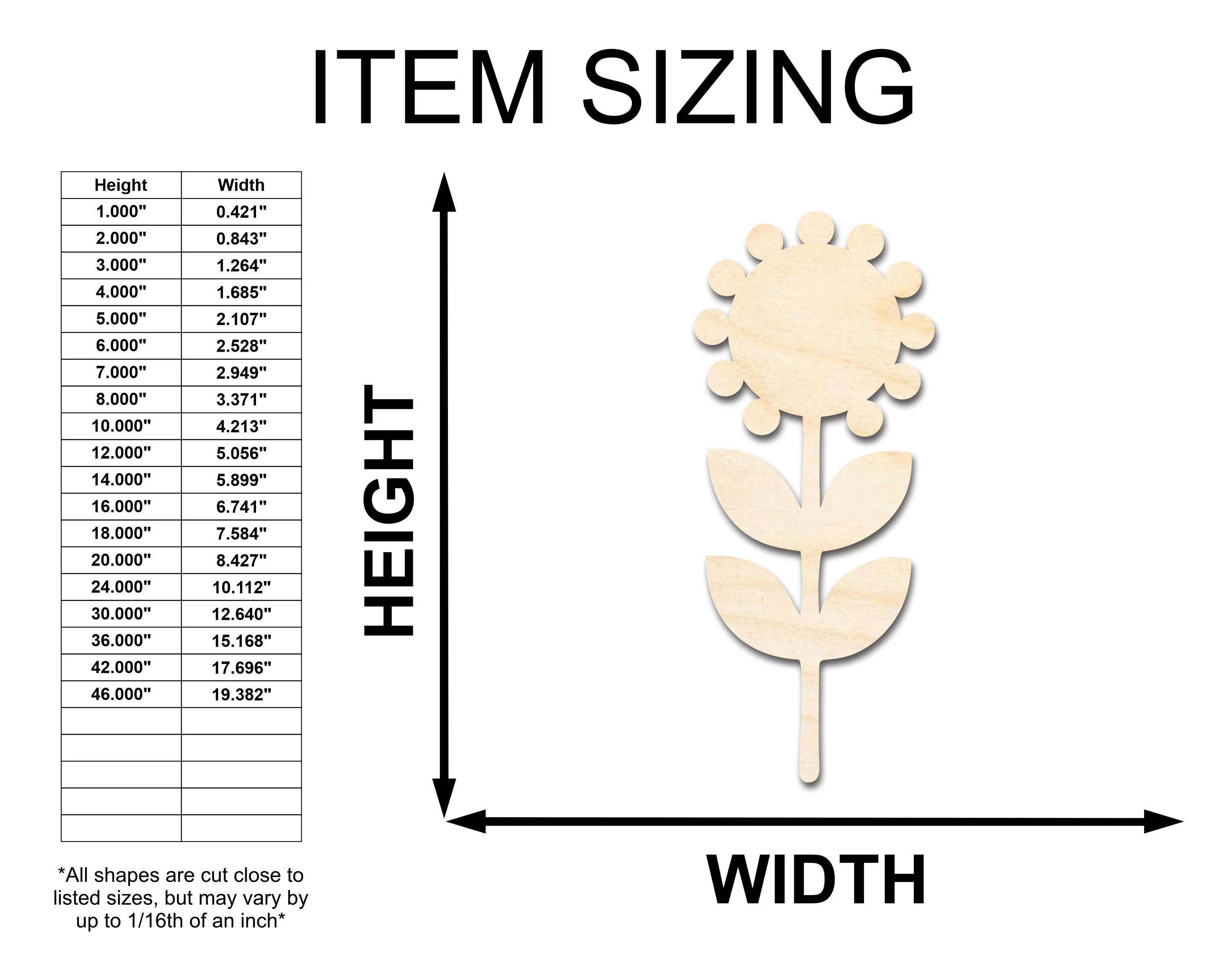 Unfinished Wood Folk Sunflower Shape - Flower Craft - up to 46" DIY - Image 2