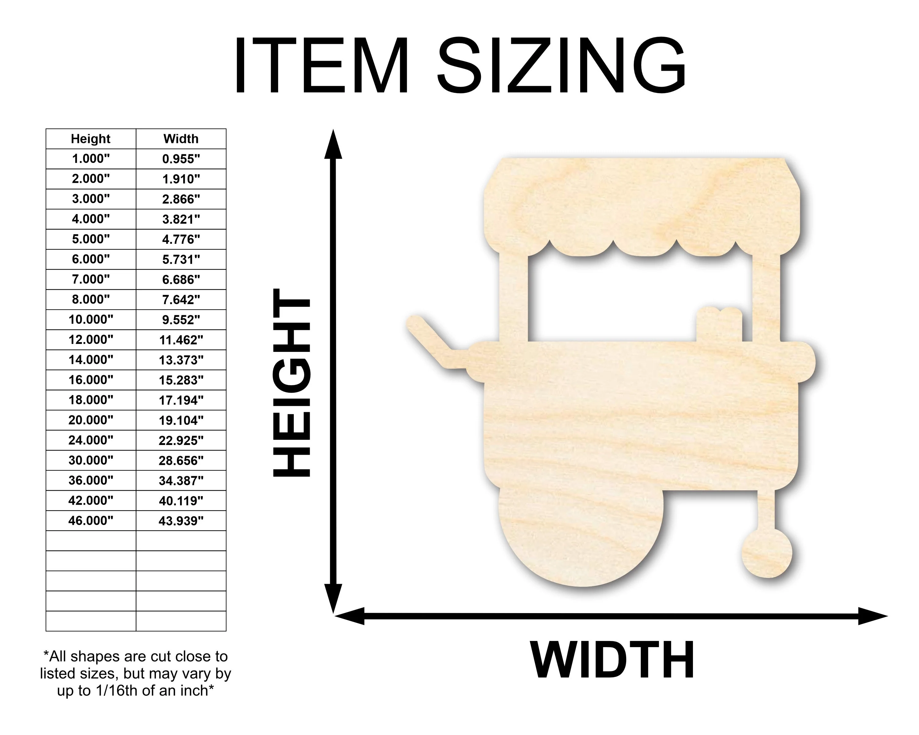 Unfinished Wood Food Stand Shape | Amusement Park | Craft Cutout | up to 46" DIY - Image 2
