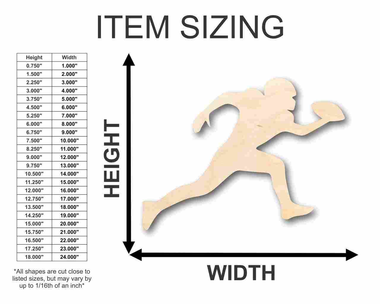 Unfinished Wood Football Player Shape - Sports - Craft - up to 46" - Image 2