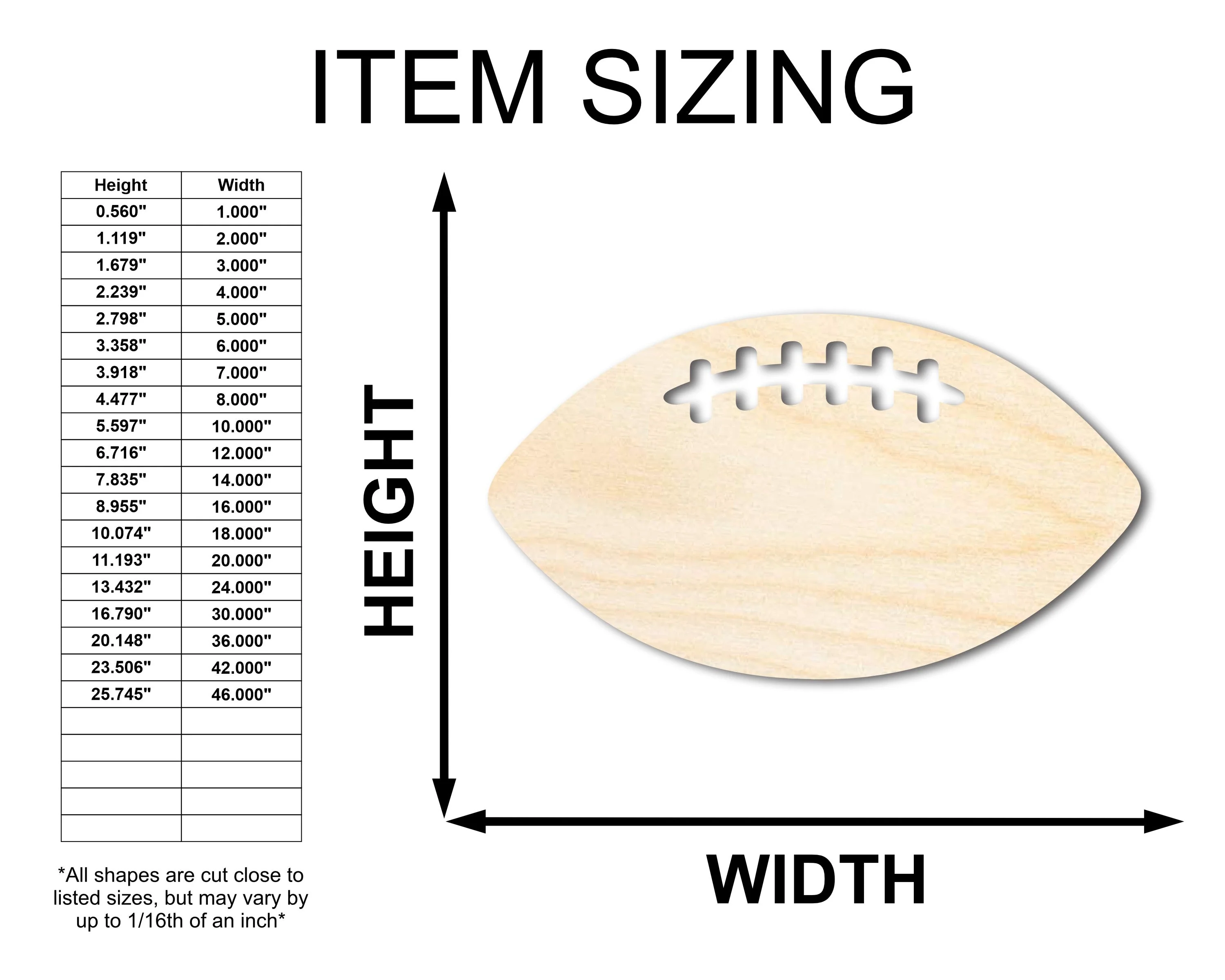 Unfinished Wood Football Threads Shape - Sports Craft - up to 46" DIY - Image 2