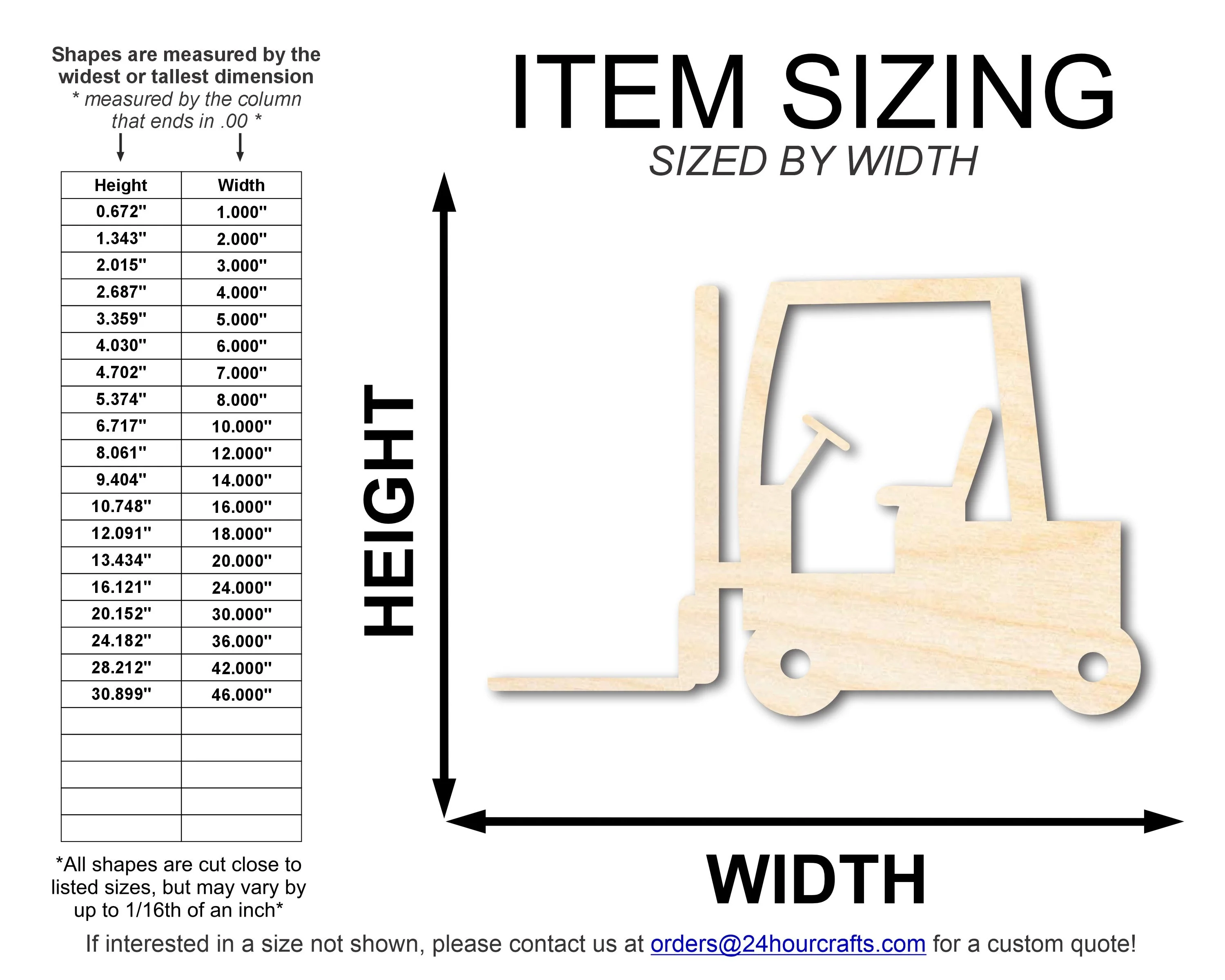 Unfinished Wood Fork Lift Shape | DIY Craft Cutout | up to 46" DIY - Image 2