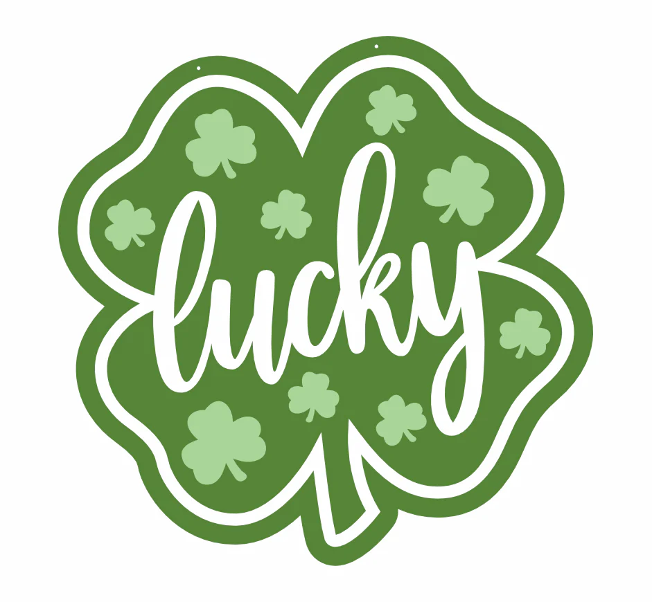 Unfinished Wood Four Leaf Clover Lucky Door Sign Kit | Wood Craft Cutouts | 1/4" Thick | - Image 2