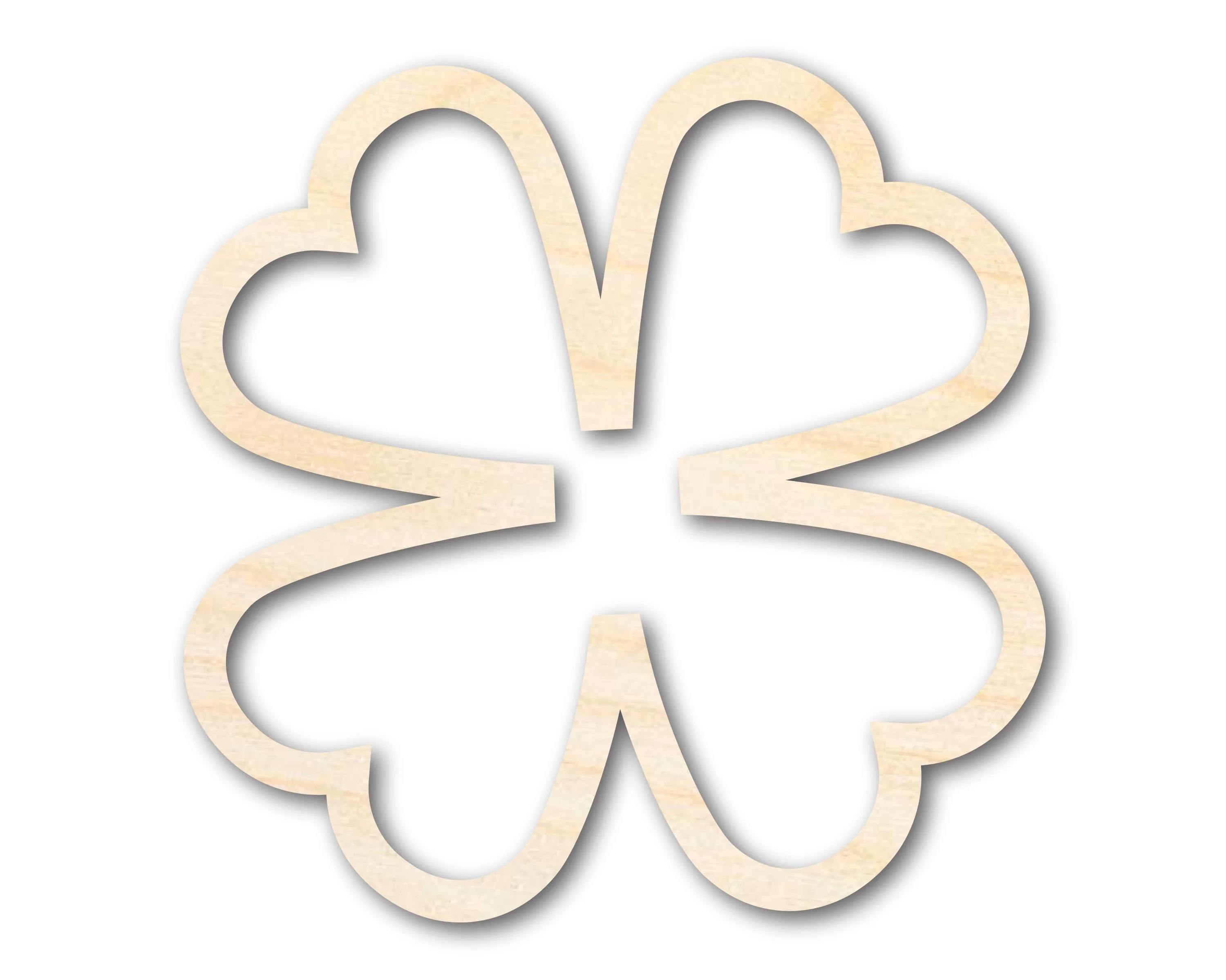Unfinished Wood Four Leaf Clover Outline Shape | DIY Craft Cutout | up to 46" DIY
