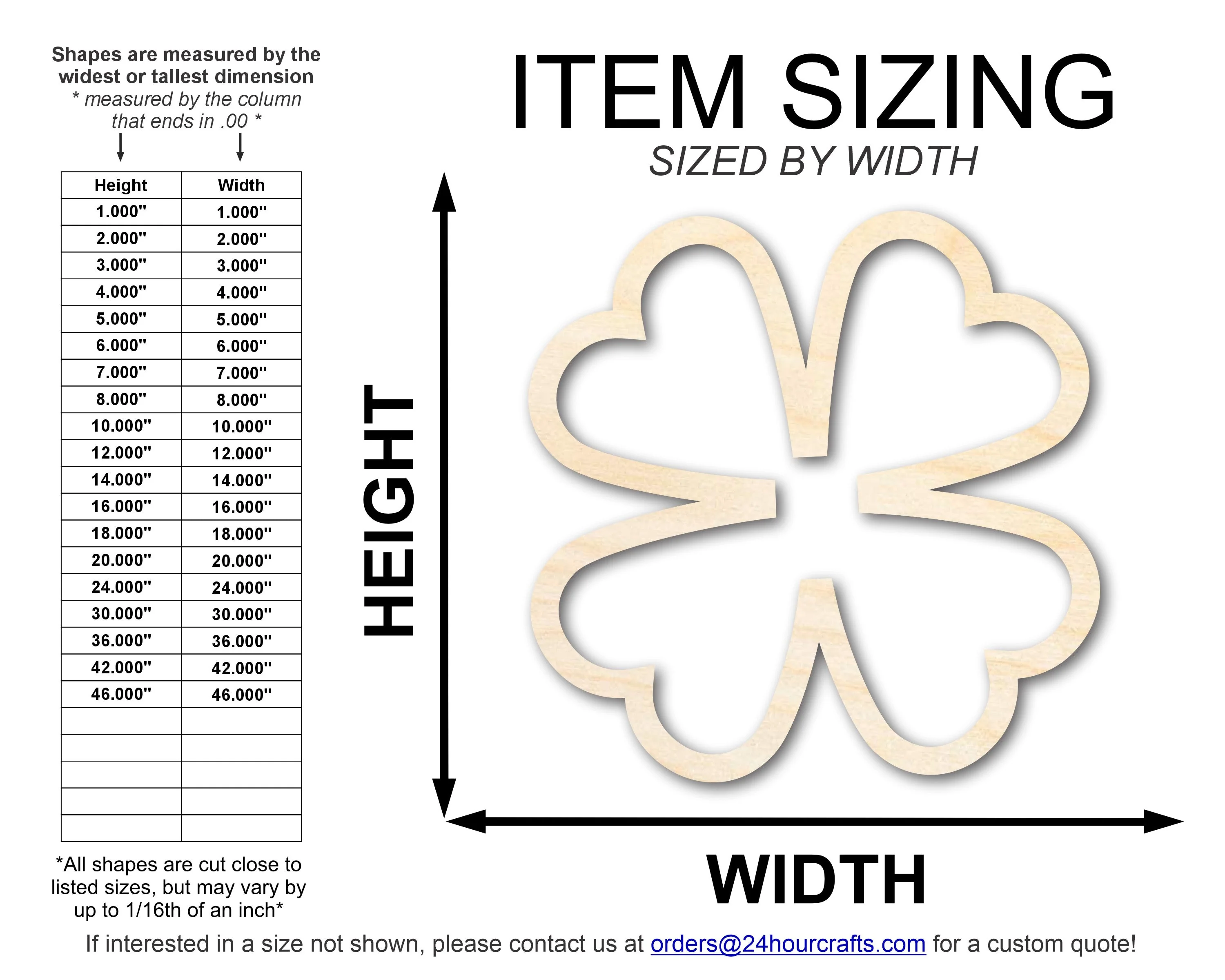 Unfinished Wood Four Leaf Clover Outline Shape | DIY Craft Cutout | up to 46" DIY - Image 2