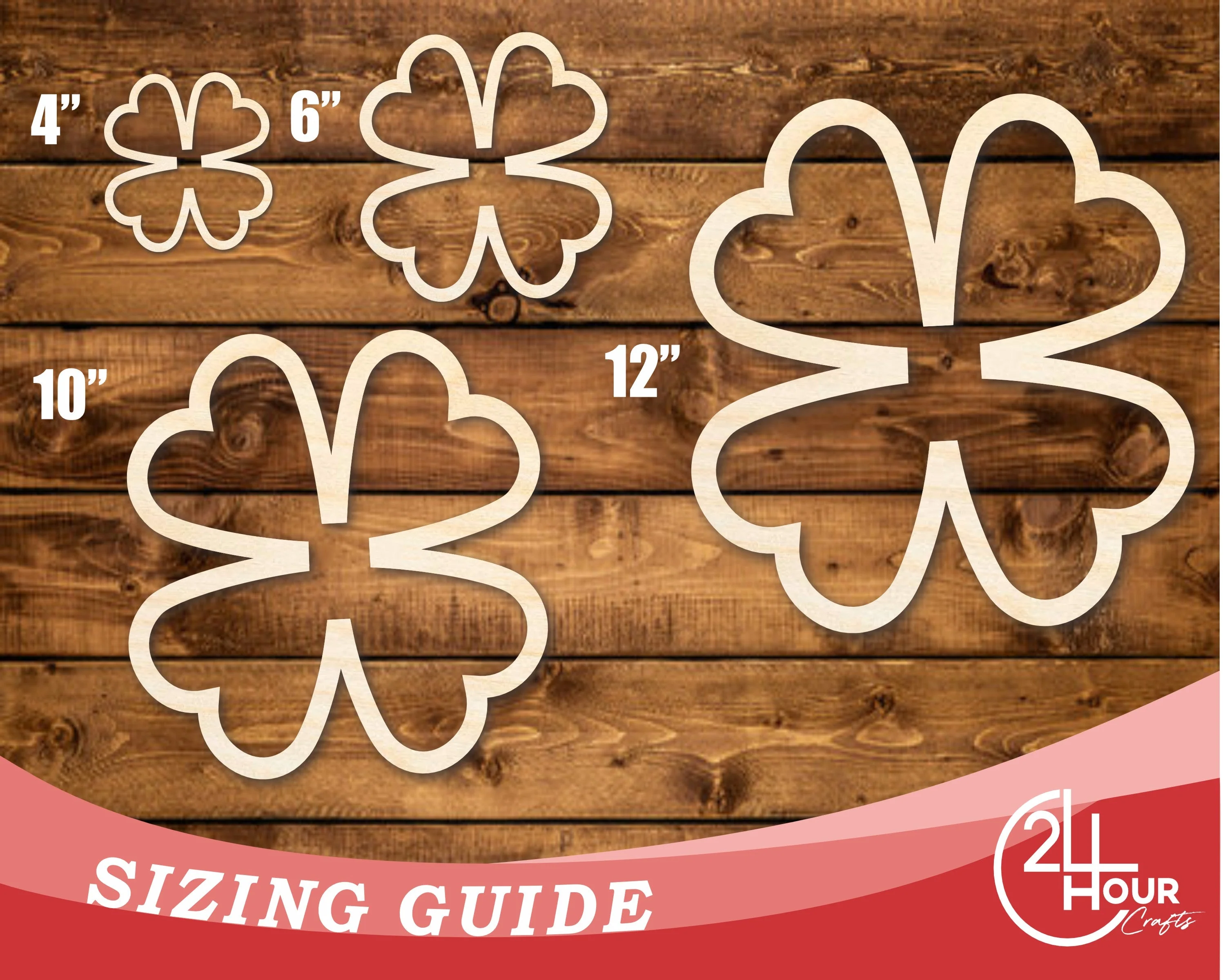 Unfinished Wood Four Leaf Clover Outline Shape | DIY Craft Cutout | up to 46" DIY - Image 3