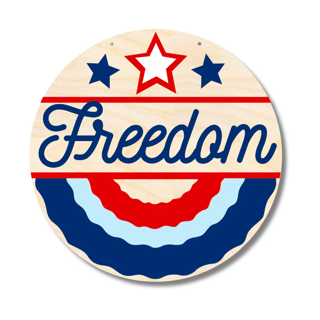 Unfinished Wood Freedom Door Sign Kit | Wood Craft Cutouts | 1/4" Thick | - Image 2
