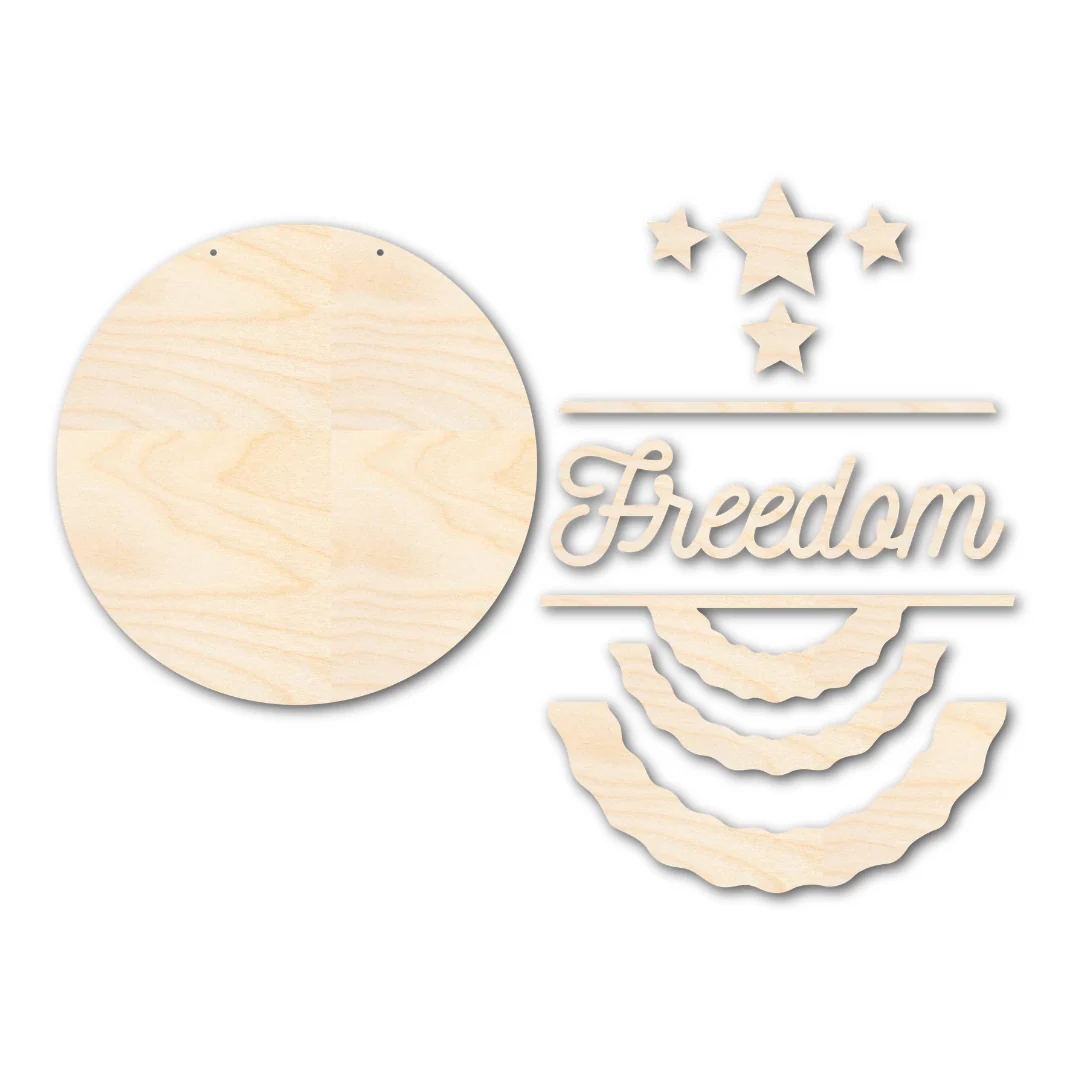 Unfinished Wood Freedom Door Sign Kit | Wood Craft Cutouts | 1/4" Thick | - Image 3