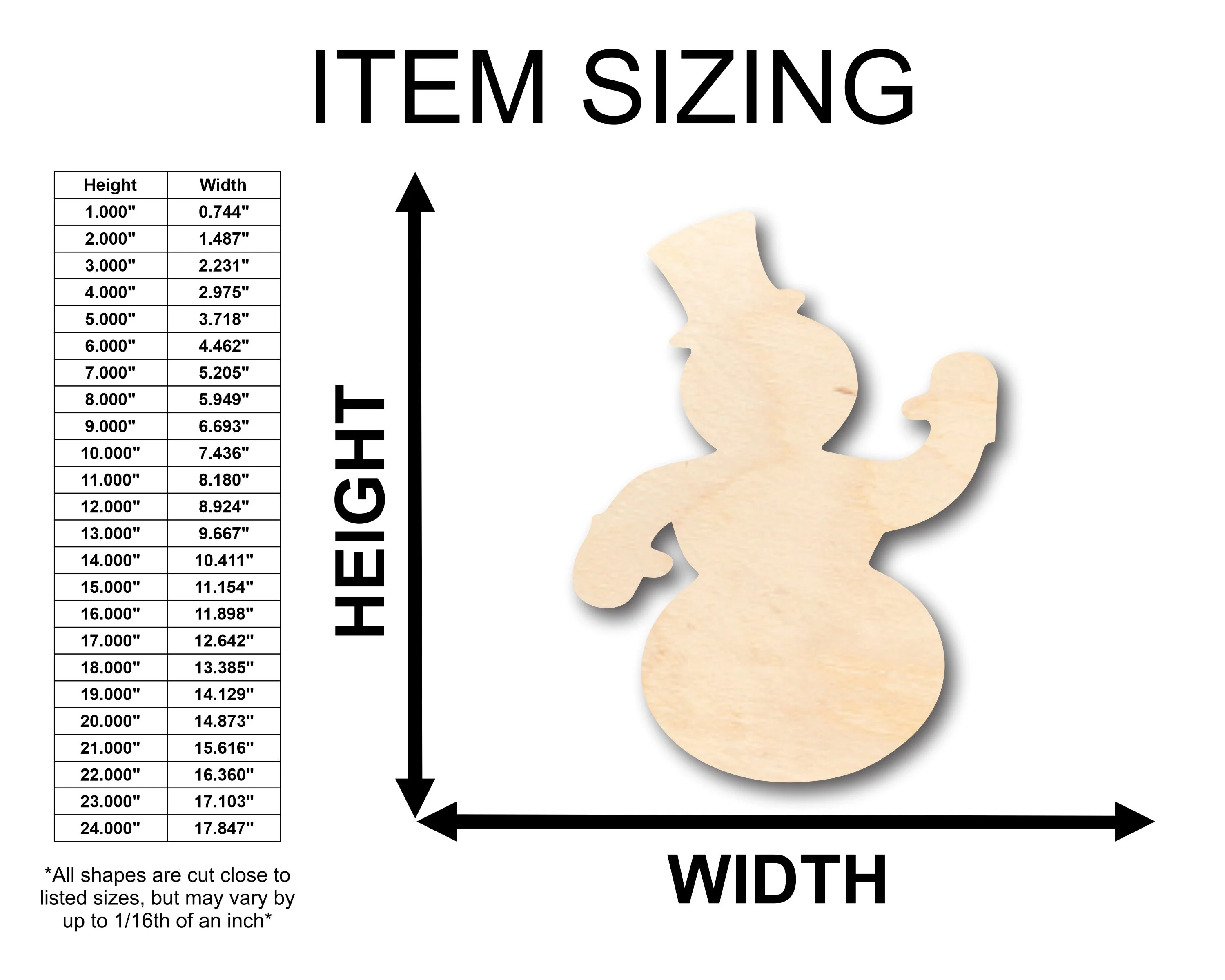 Unfinished Wood Friendly Snowman Shape - Craft - up to 46" DIY - Image 2
