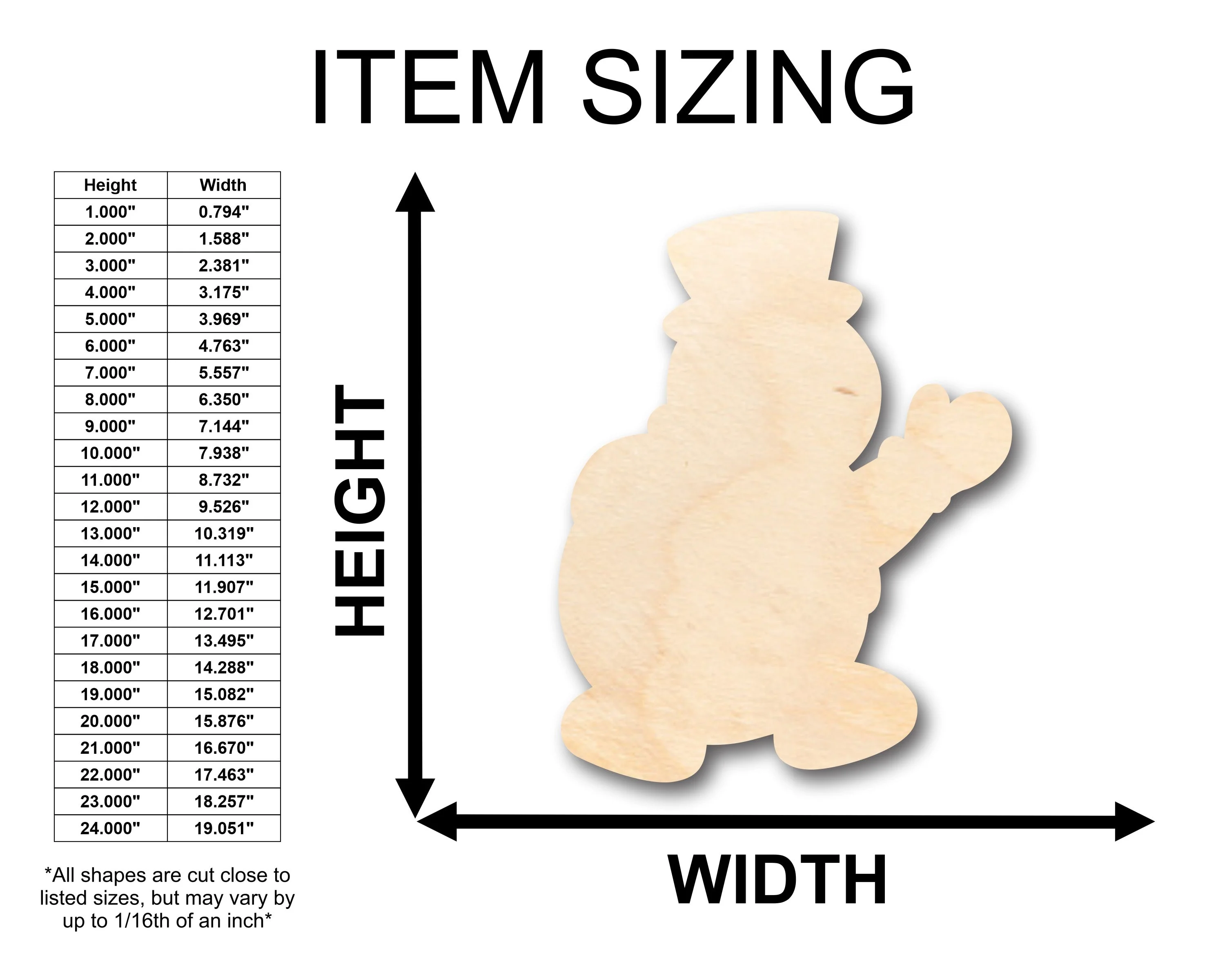 Unfinished Wood Friendly Snowman Shape - Craft - up to 46" DIY - Image 2
