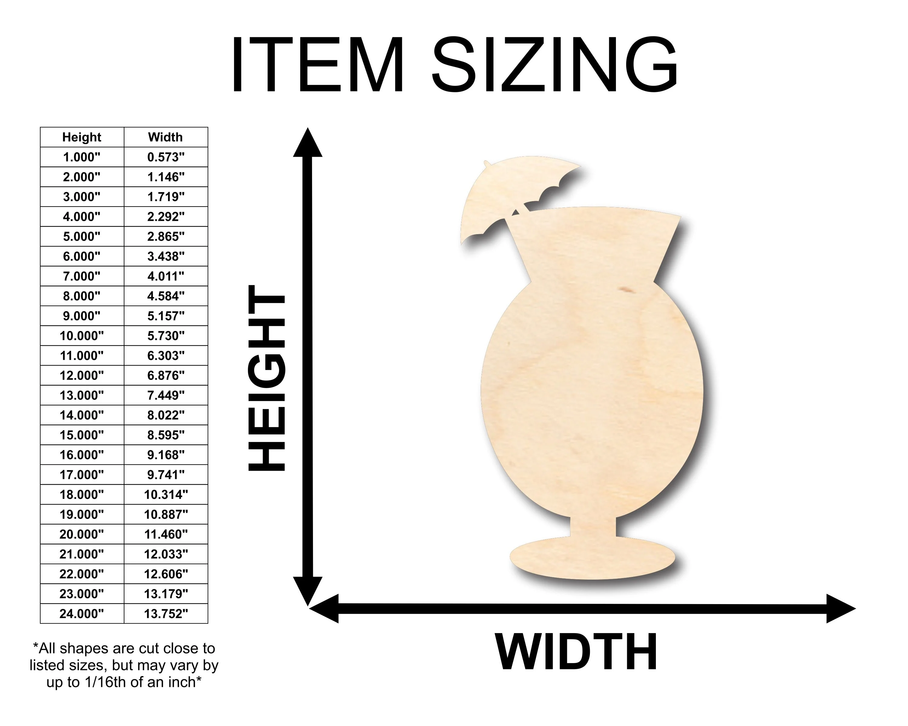 Unfinished Wood Fruity Drink Glass Shape - Craft - up to 46" DIY - Image 2