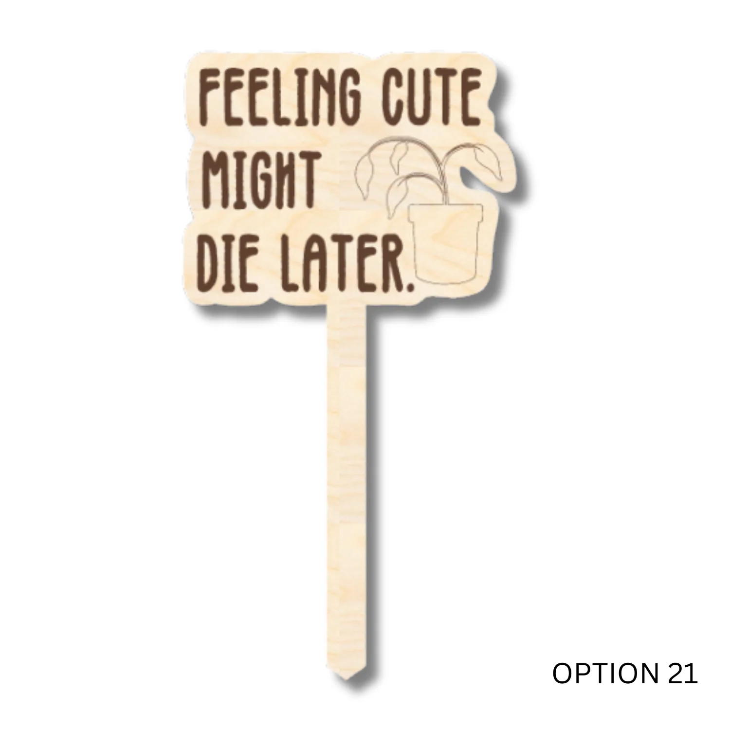 Unfinished Wood Funny Plant Stakes | 24 Options | 5" Tall | 1/8" Wood | Wood Craft Cutout - Image 21