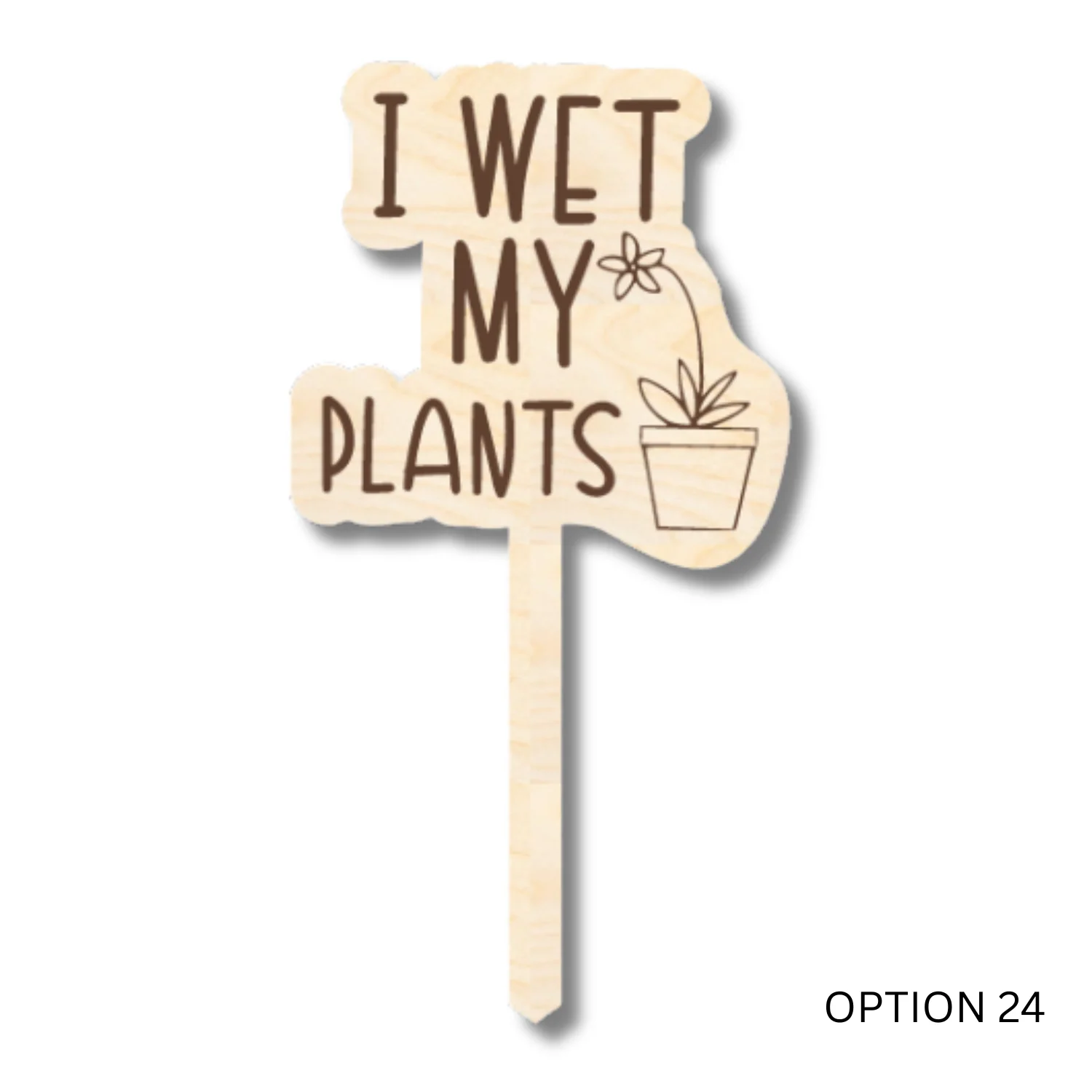 Unfinished Wood Funny Plant Stakes | 24 Options | 5" Tall | 1/8" Wood | Wood Craft Cutout - Image 24