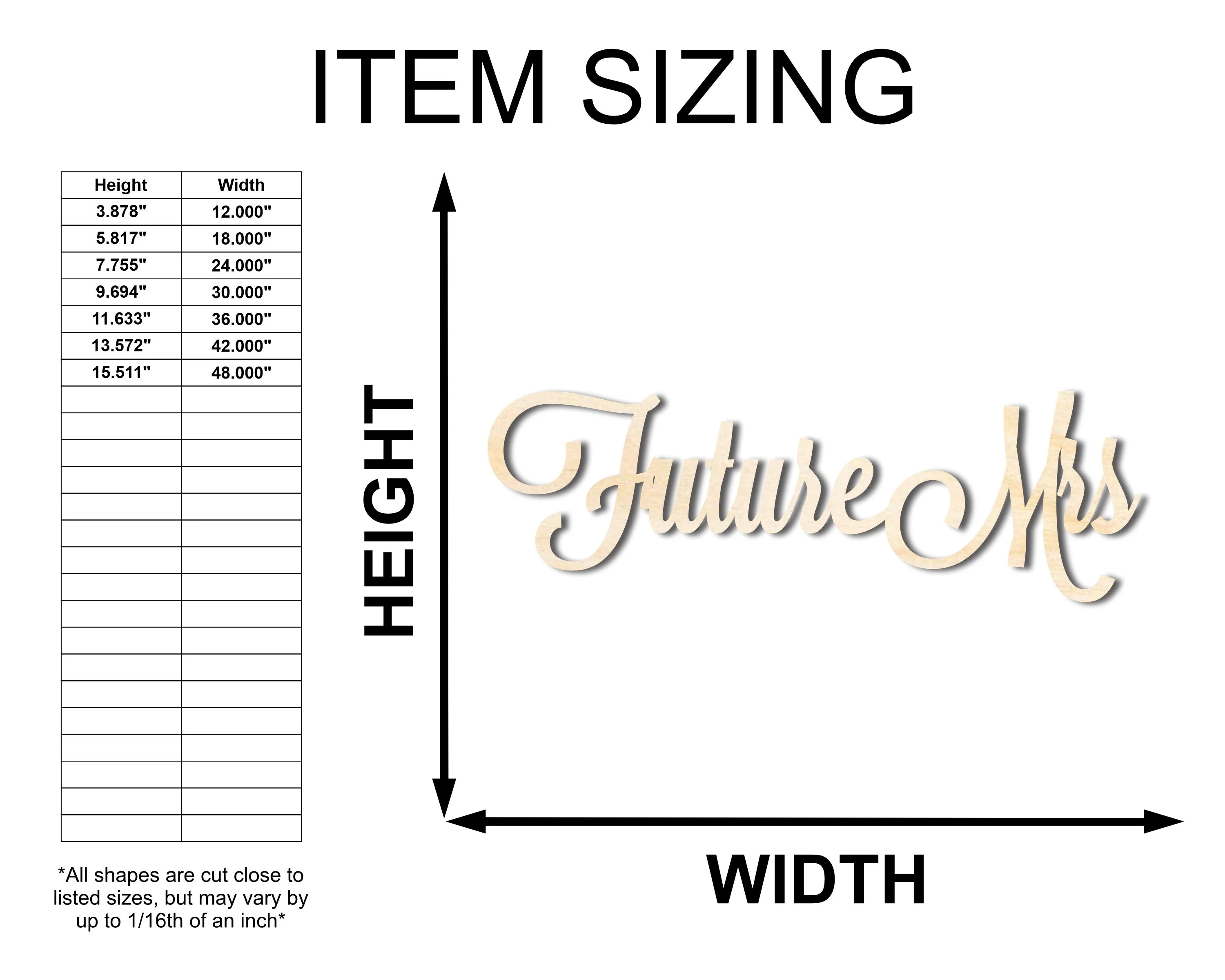 Unfinished Wood Future Mrs Shape - DIY Wedding Craft - up to 46" - Image 2