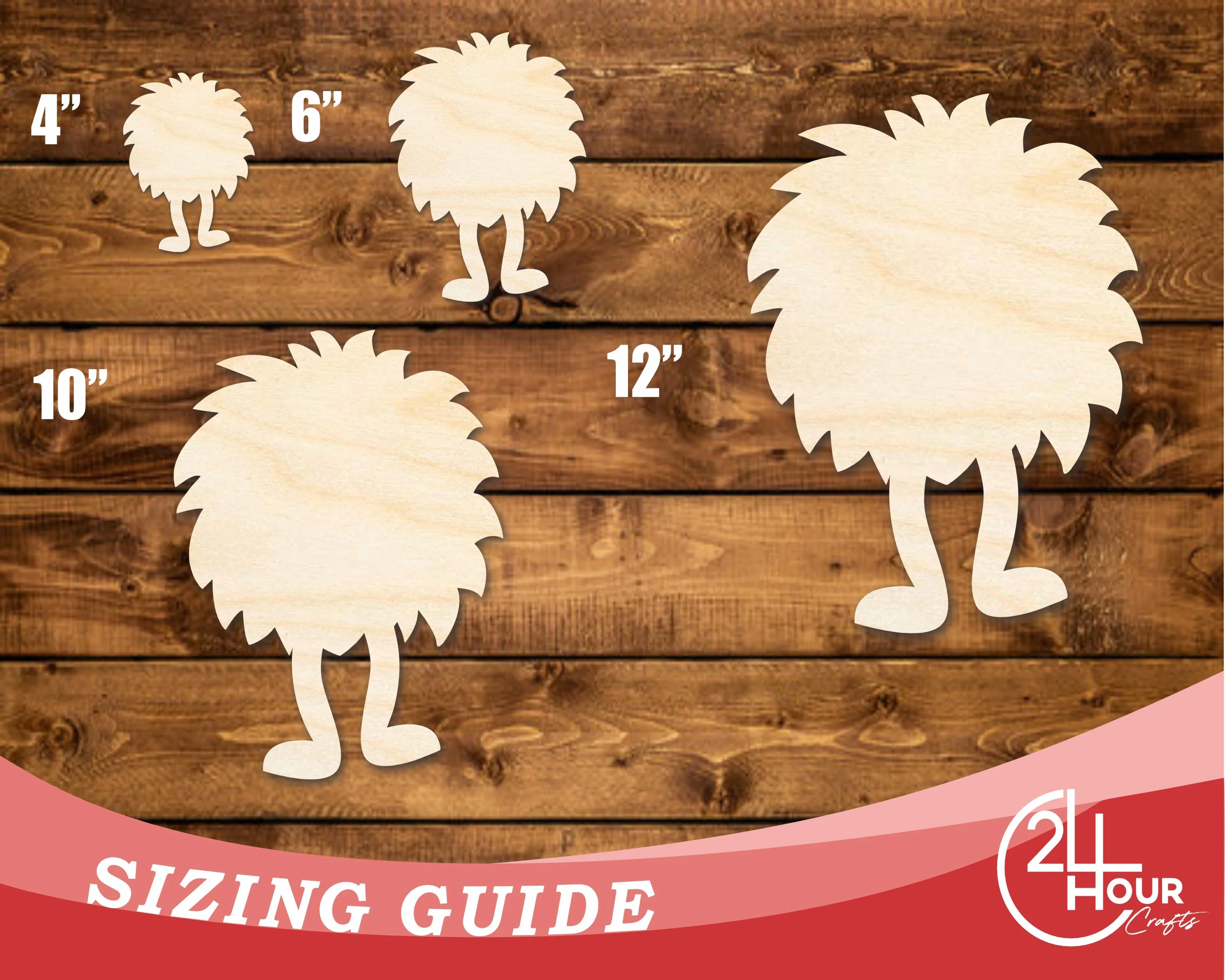 Unfinished Wood Fuzzy Ball Monster Shape | DIY Craft Cutout | up to 46" DIY - Image 3