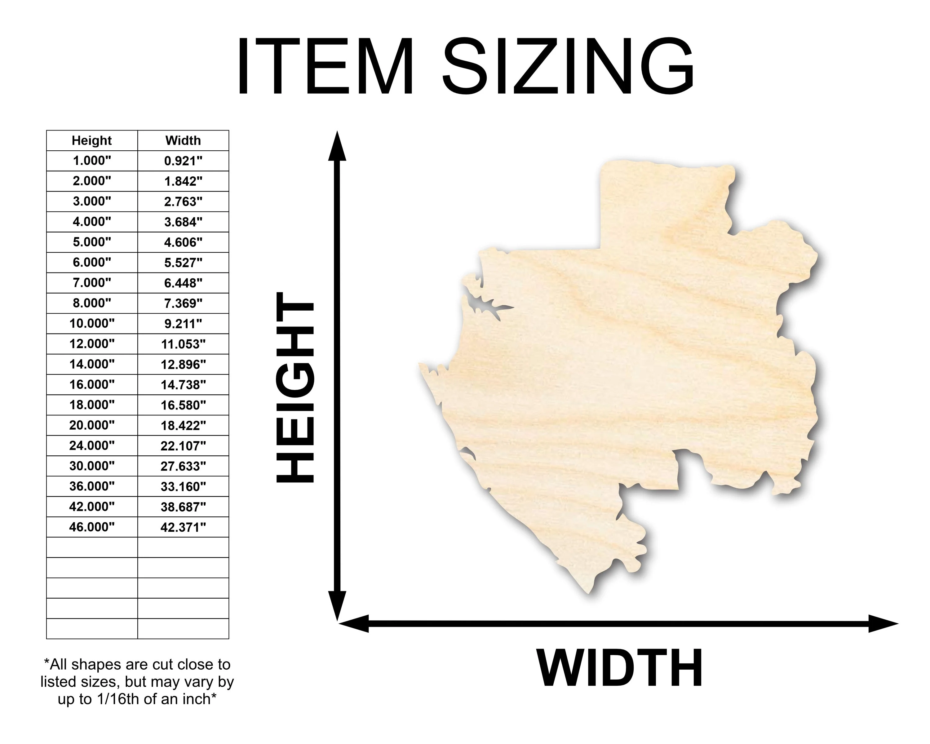 Unfinished Wood Gabon Country Shape - Central African Craft - up to 46" DIY - Image 2