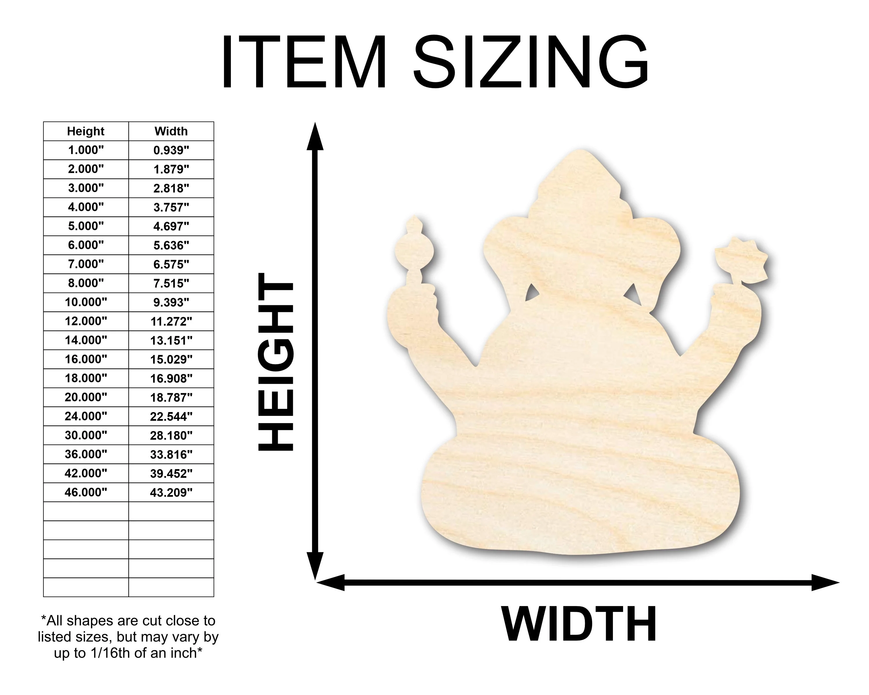 Unfinished Wood Ganesha Shape - Craft - up to 46" - Image 2