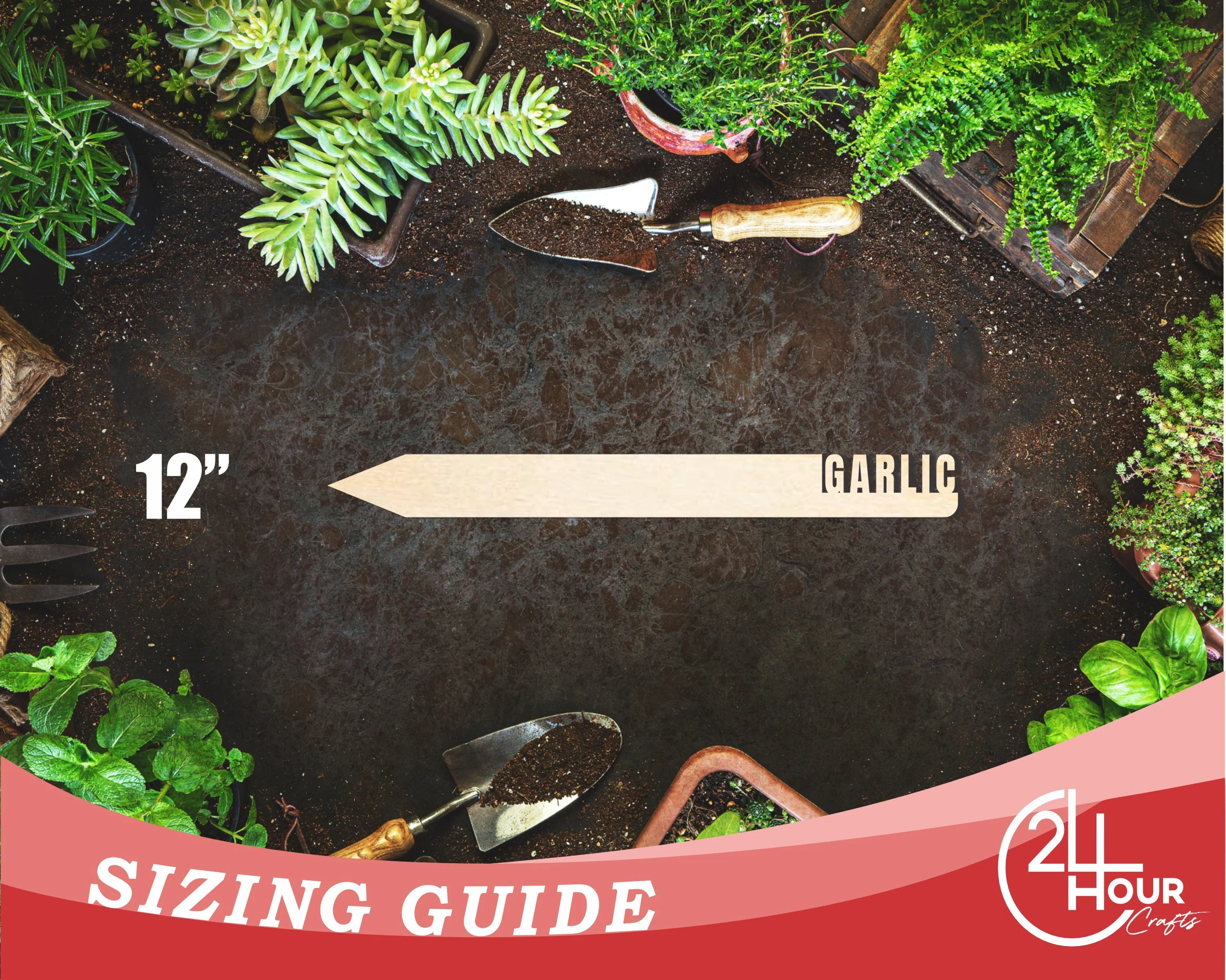 Unfinished Wood Garlic Garden Stake | DIY Craft Cutout | up to 24" DIY - Image 3