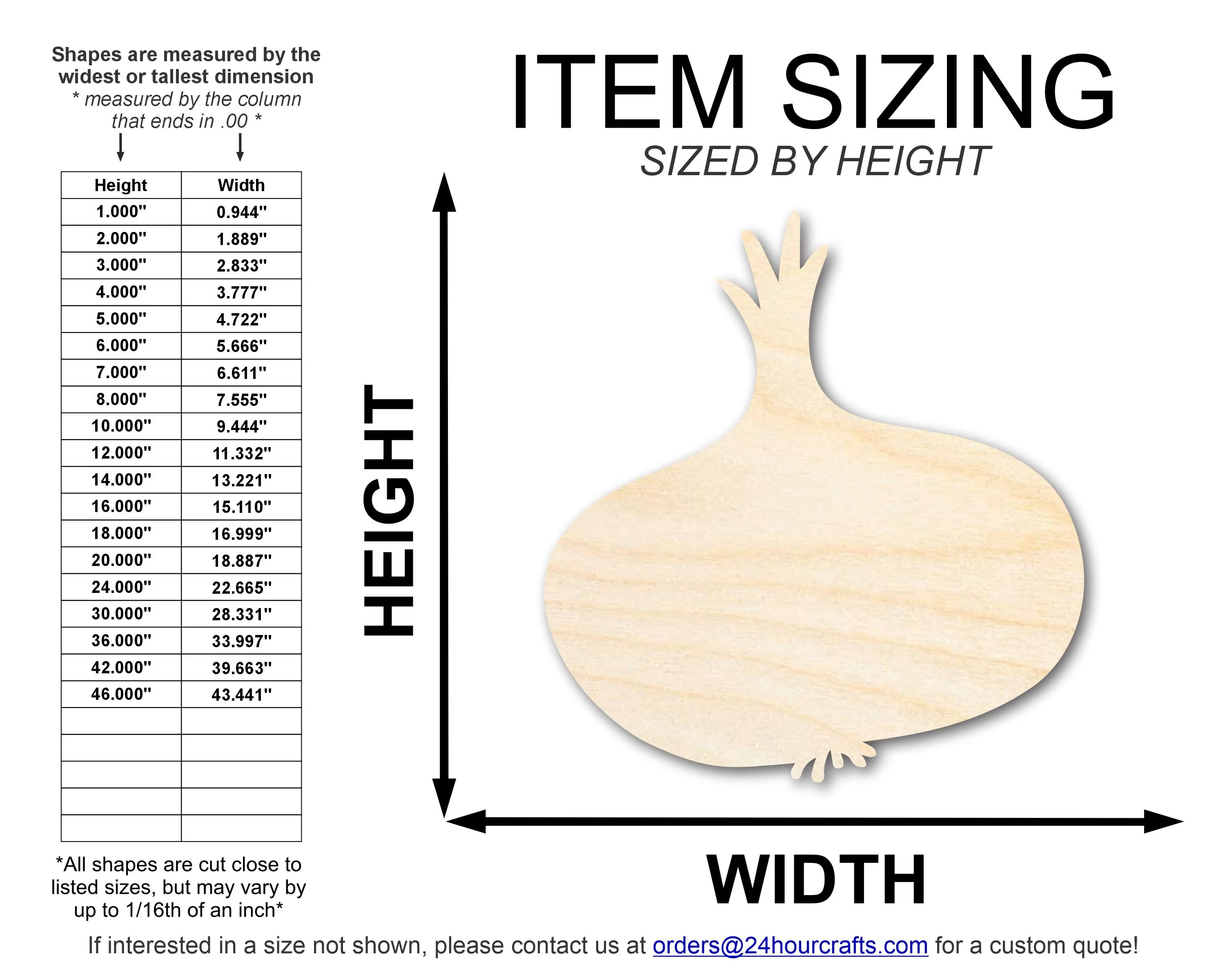 Unfinished Wood Garlic Shape | DIY Craft Cutout | up to 46" DIY - Image 2