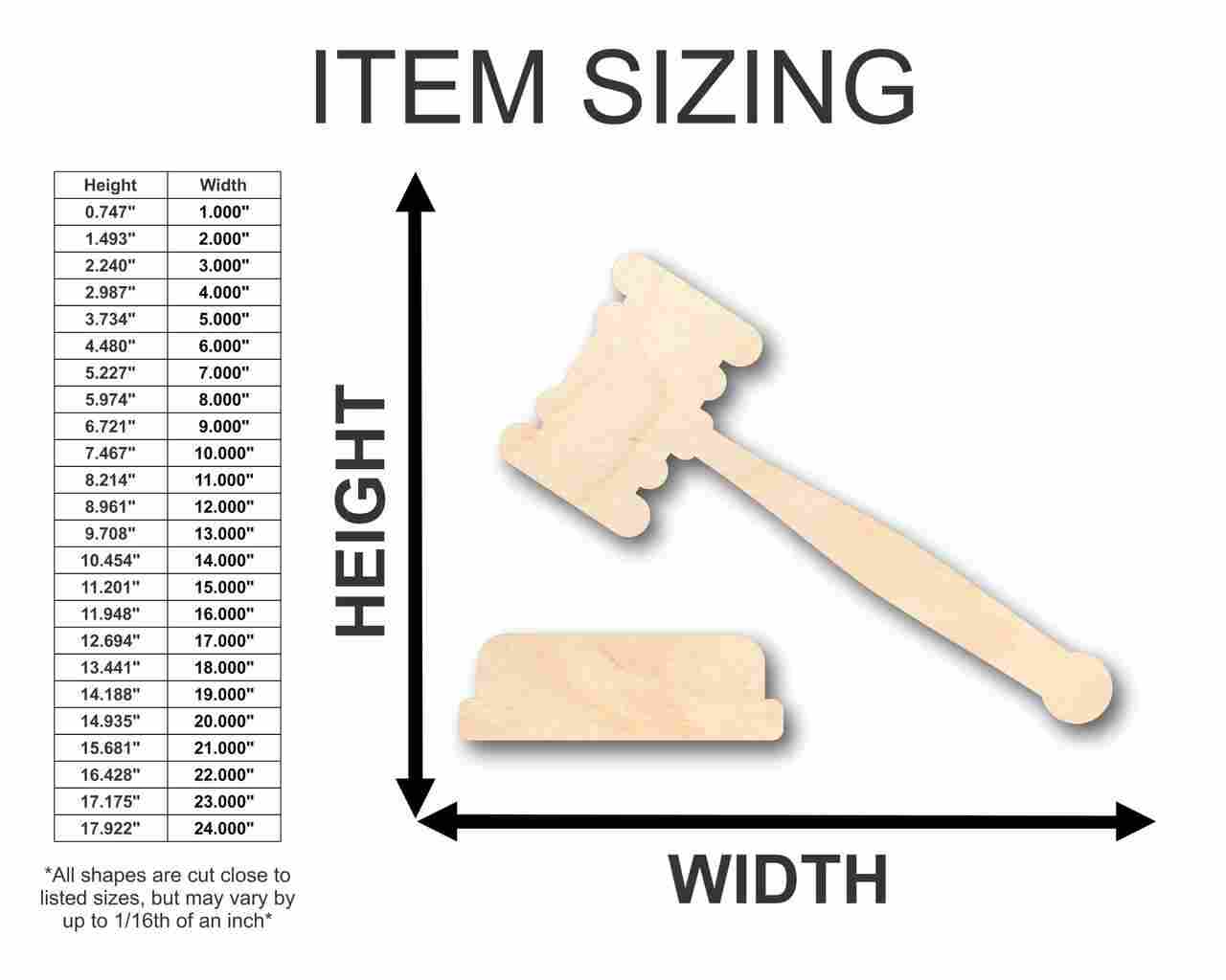 Unfinished Wood Gavel Shape - Law - Courthouse - (2 Piece) Craft - up to 46" DIY - Image 2