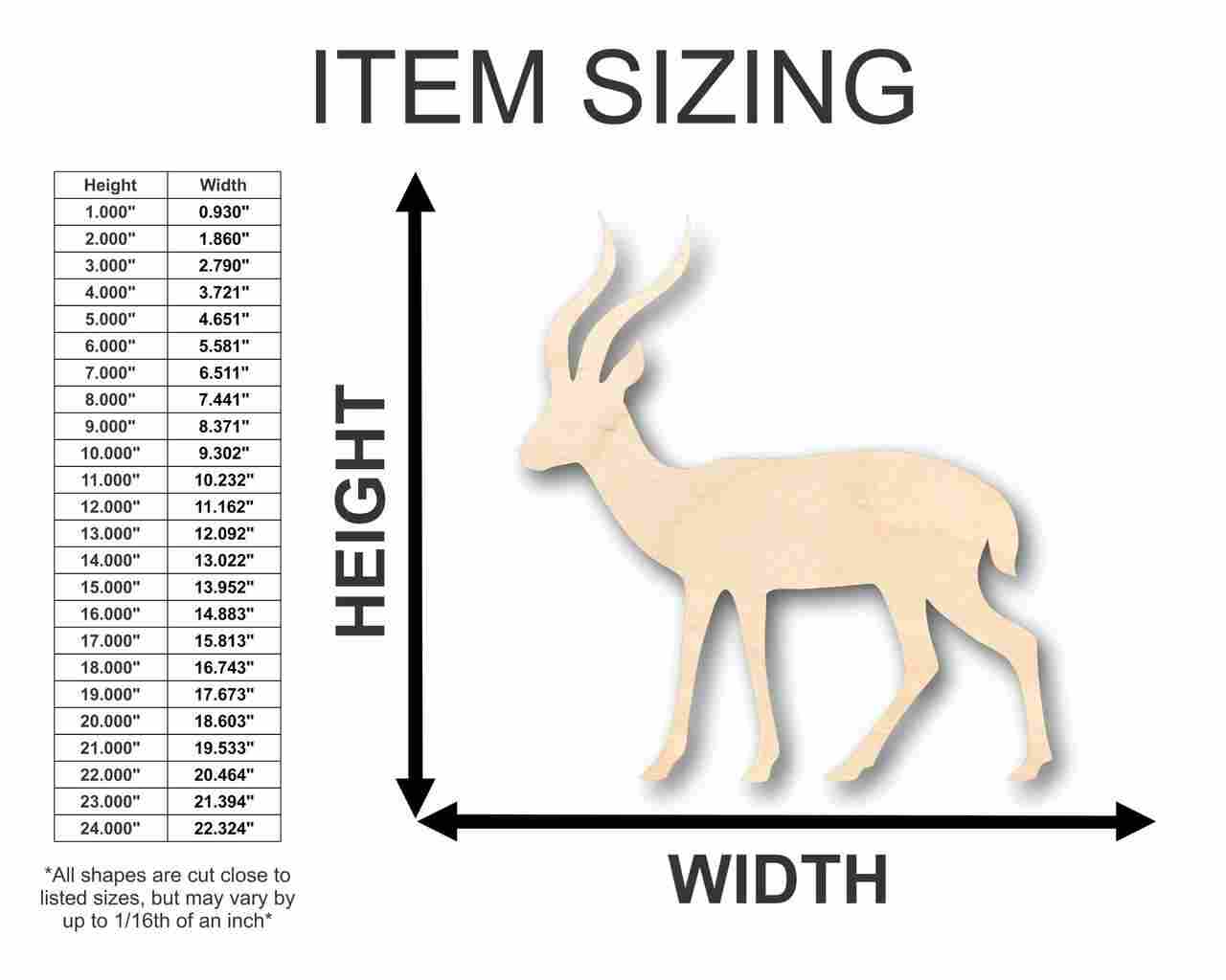 Unfinished Wood Gazelle Shape - Animal - Safari - Craft - up to 46" DIY - Image 2