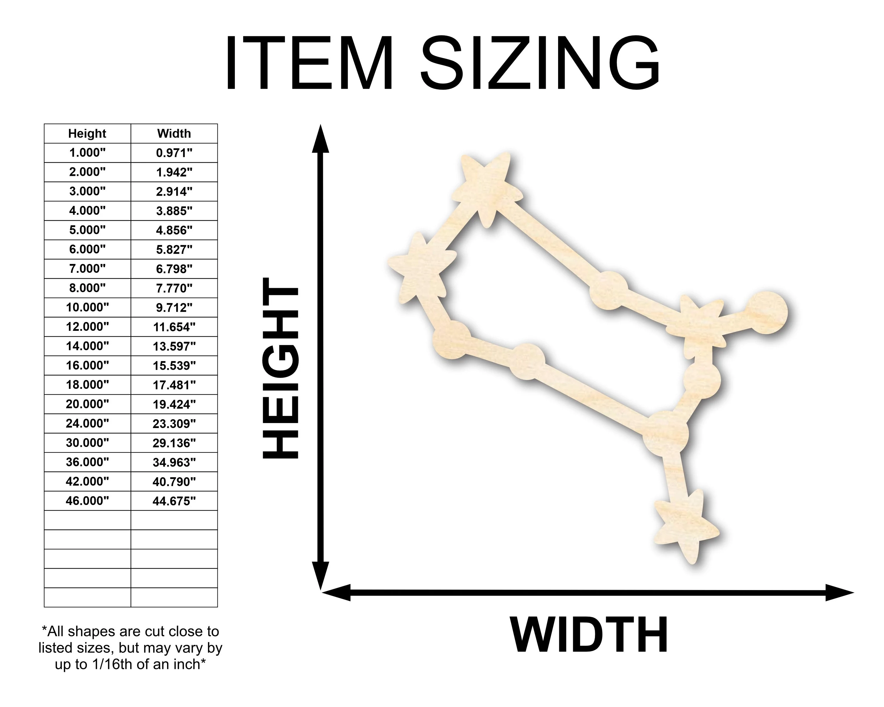 Unfinished Wood Gemini Constellation Shape - Zodiac Craft - up to 46" - Image 2