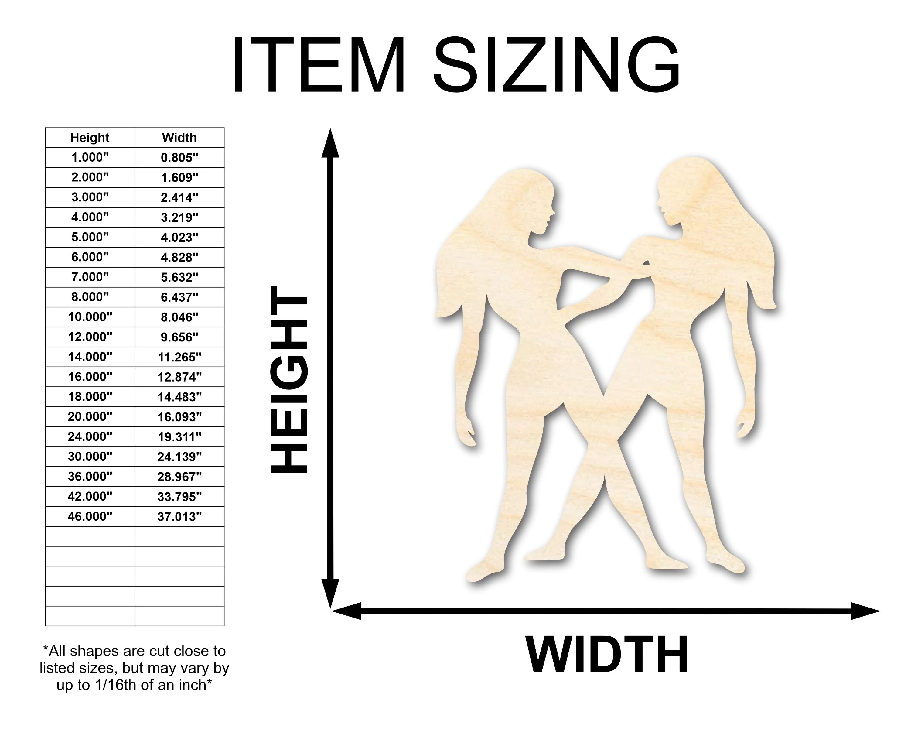 Unfinished Wood Gemini Twins Shape - Zodiac Craft - up to 46" - Image 2