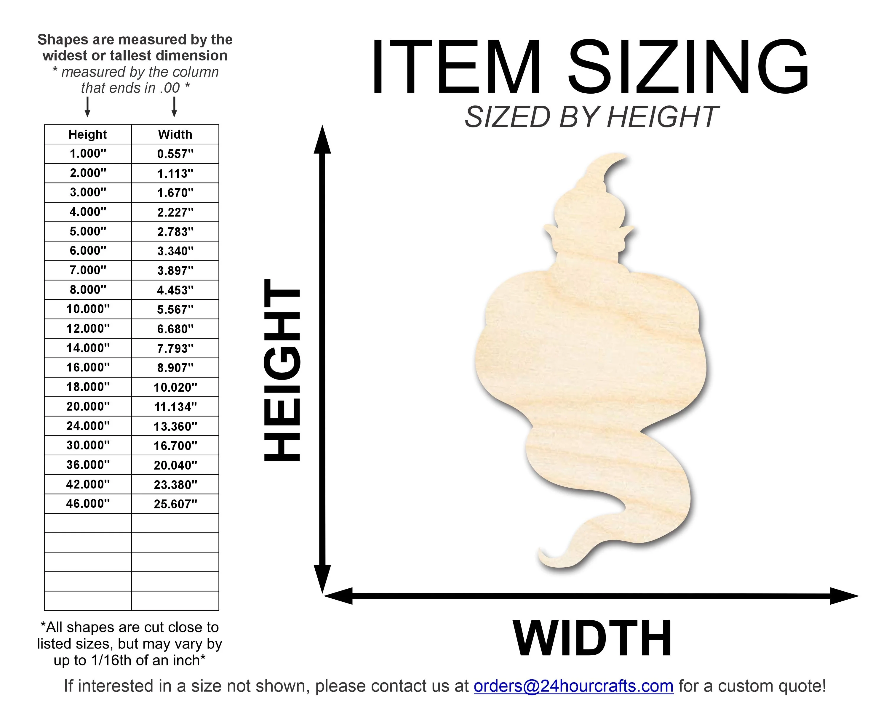 Unfinished Wood Genie Shape | DIY Craft Cutout | up to 46" DIY - Image 2