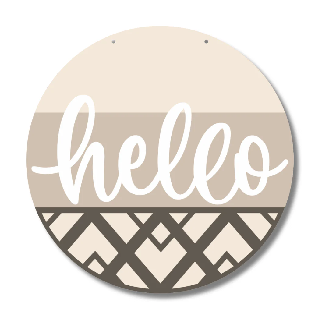 Unfinished Wood Geometric Hello Door Sign Kit | Wood Craft Cutouts | 1/4" Thick | - Image 2