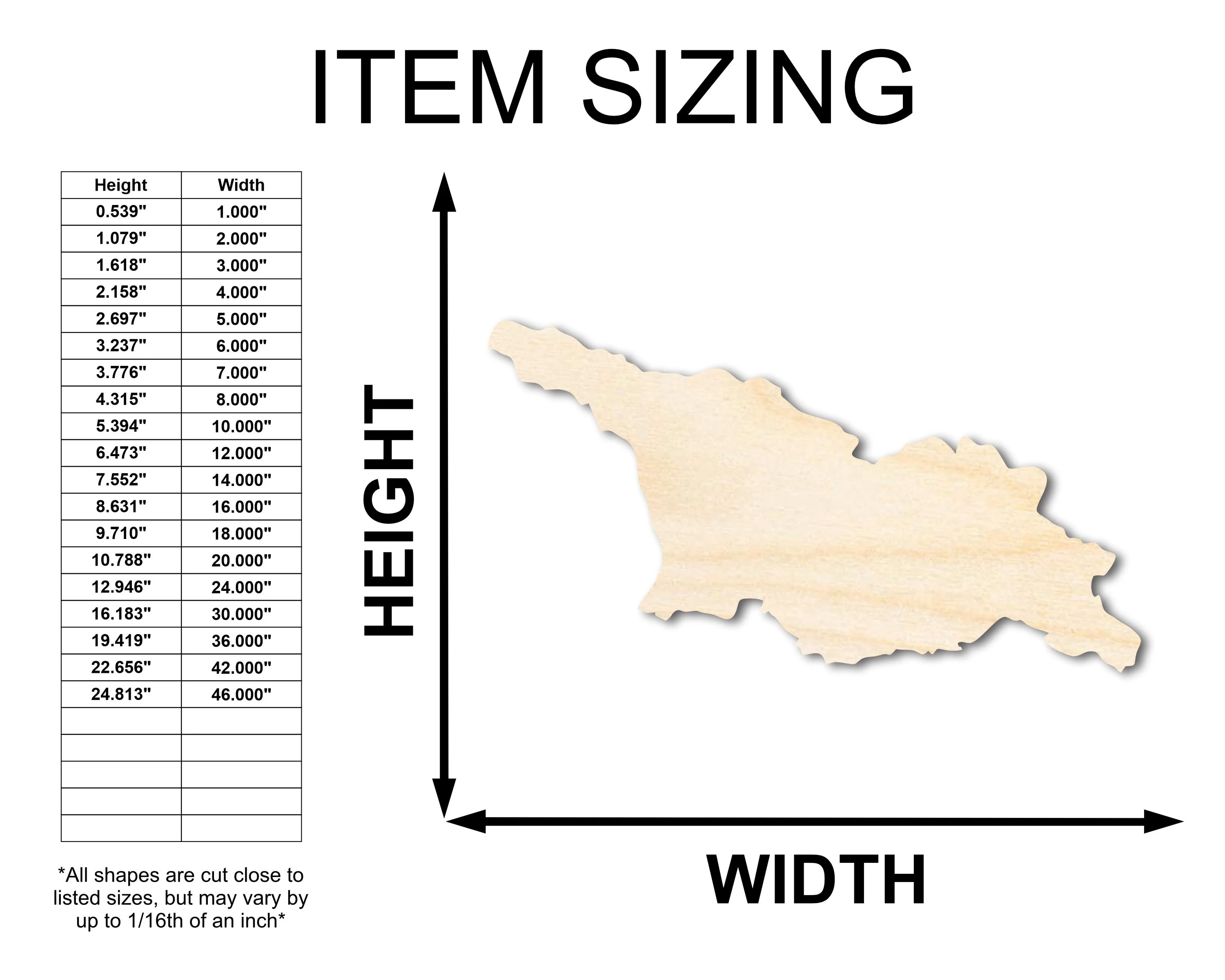 Unfinished Wood Georgia Country Shape - Euroasian Craft - up to 46" DIY - Image 2