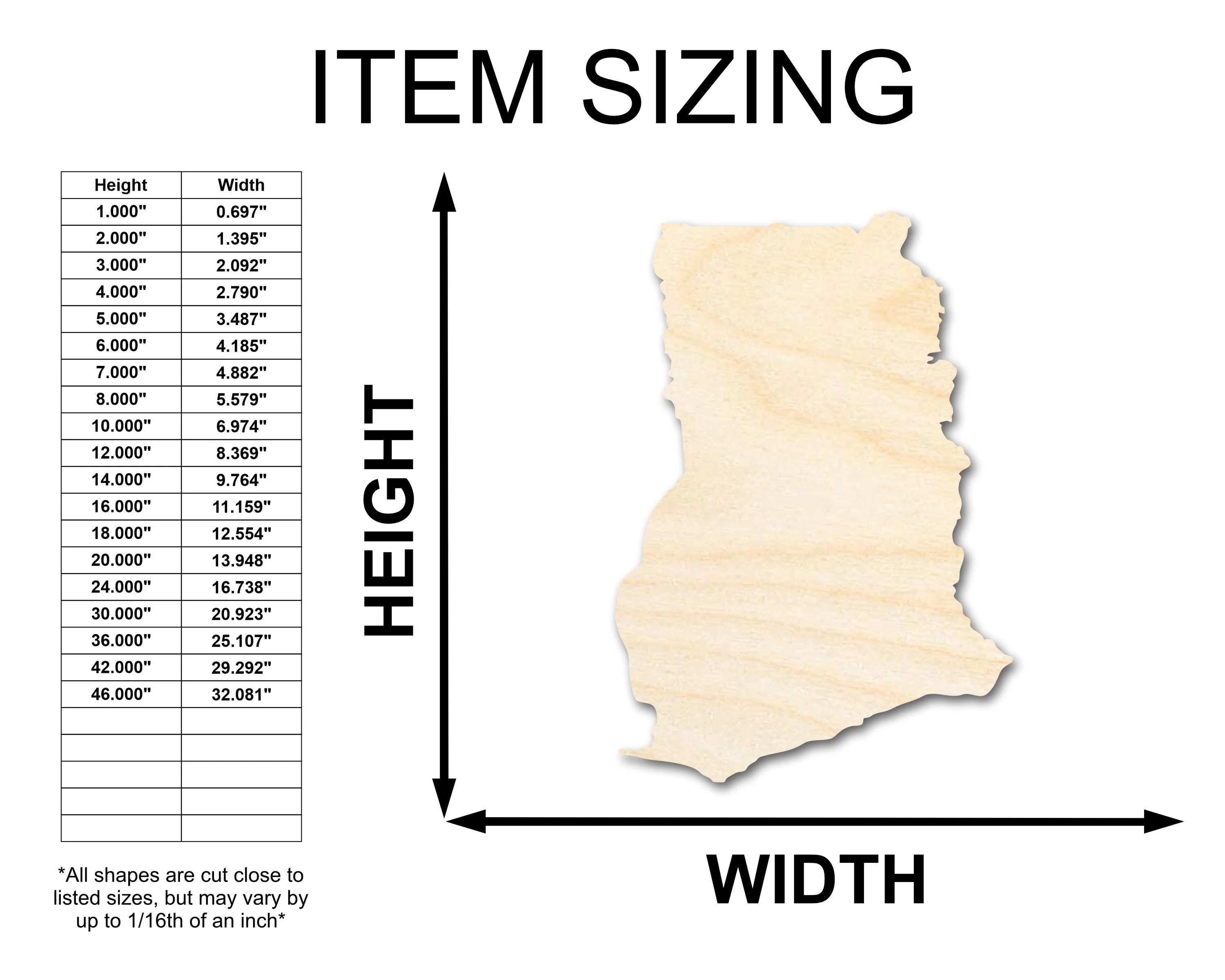 Unfinished Wood Ghana Country Shape - West African Craft - up to 46" DIY - Image 2