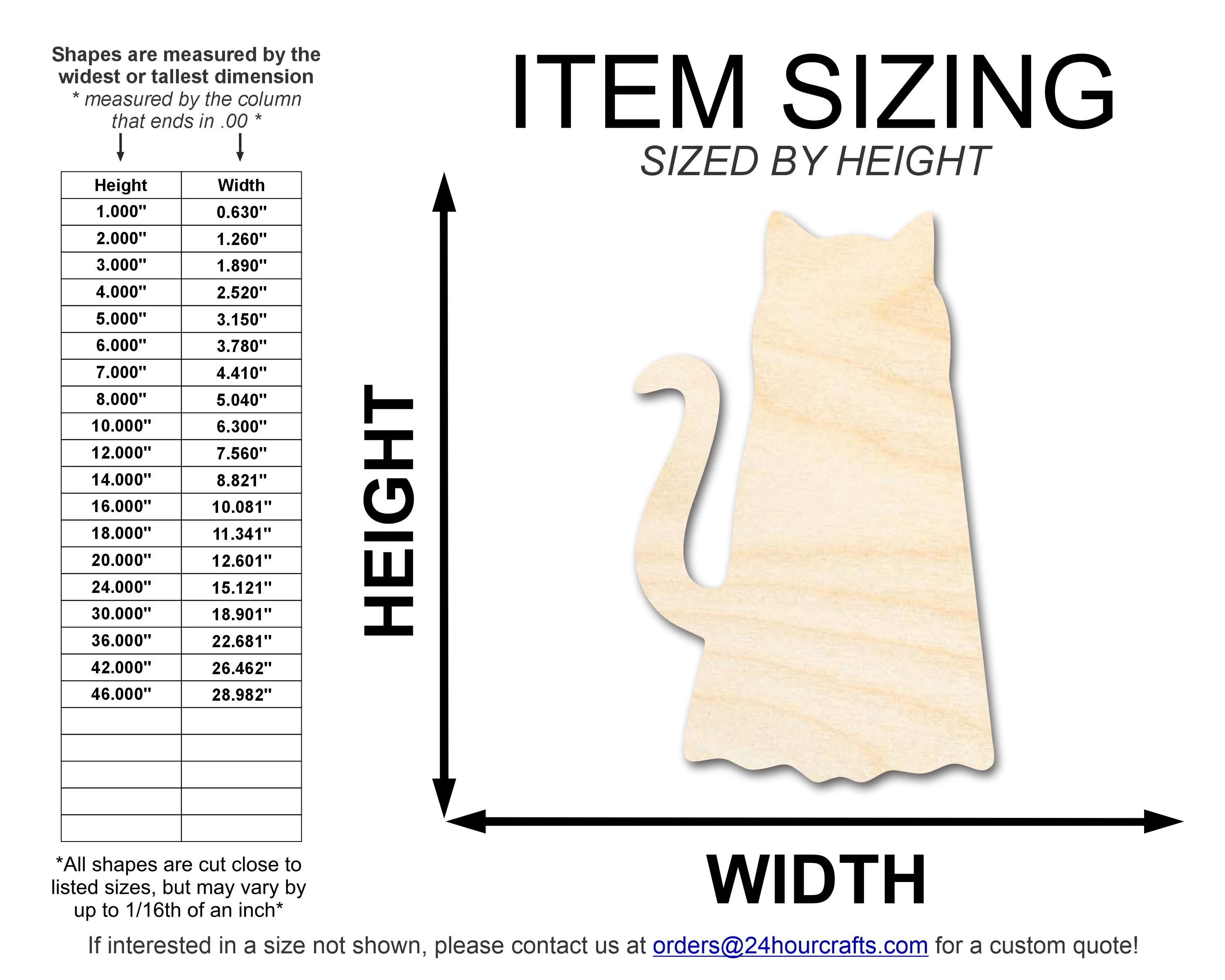 Unfinished Wood Ghost Cat Shape | DIY Halloween Cat Craft Cutout | up to 46" DIY - Image 2