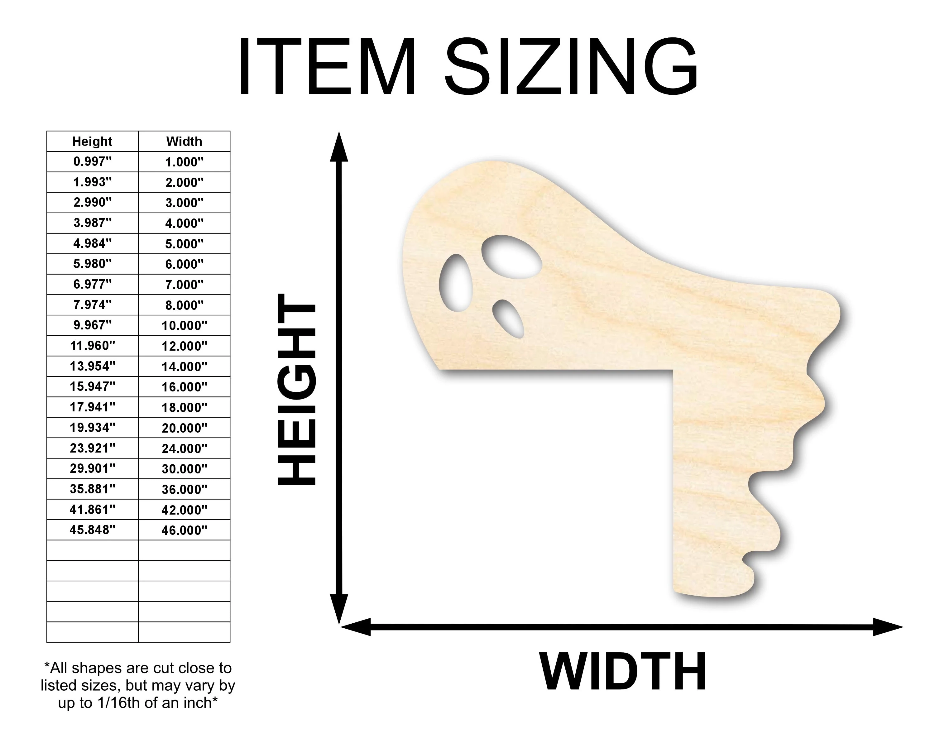 Unfinished Wood Ghost Corner Shape | Halloween | Craft Cutout | up to 46" DIY - Image 2