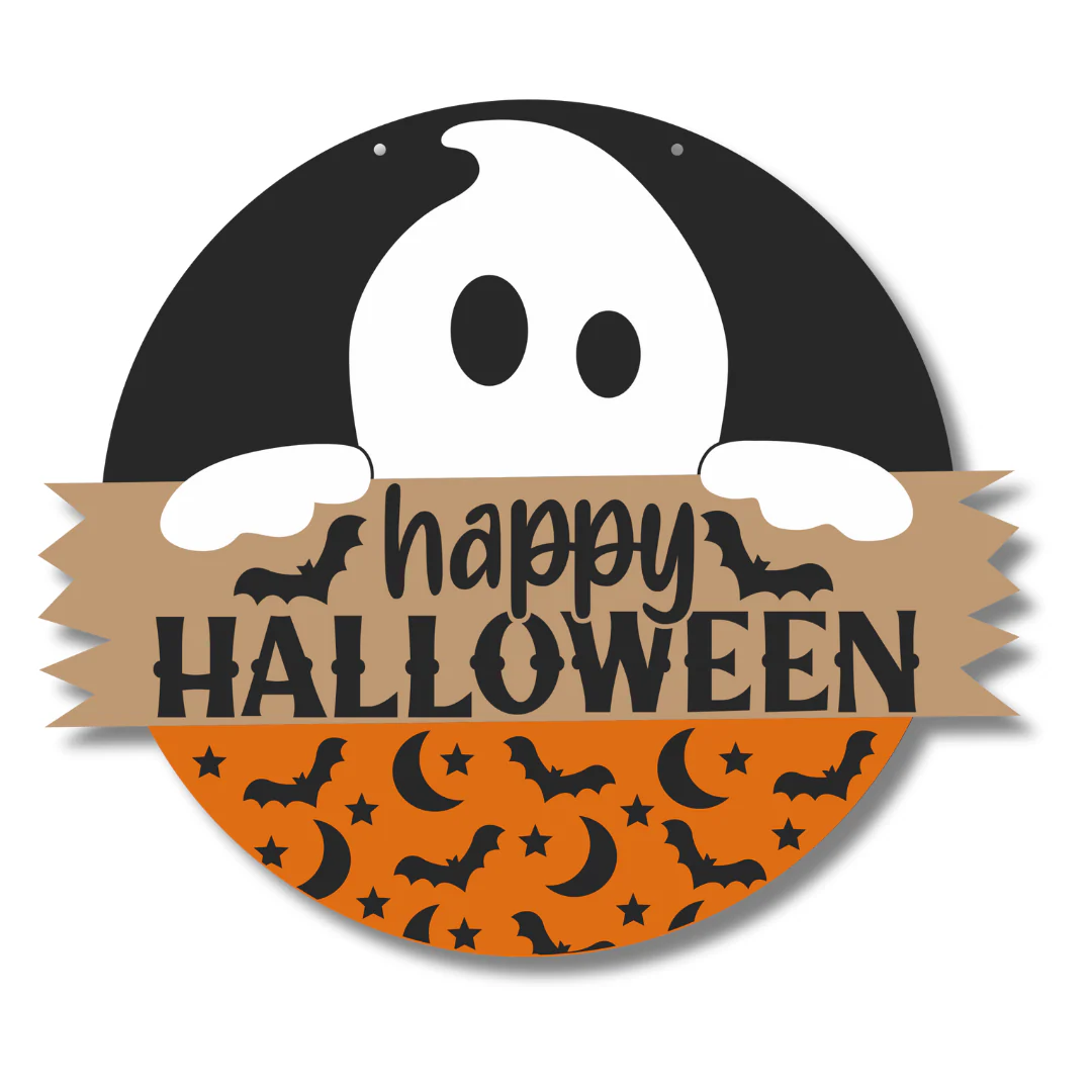 Unfinished Wood Ghost Halloween Door Sign Kit | Wood Craft Cutouts | 1/4" Thick | - Image 2