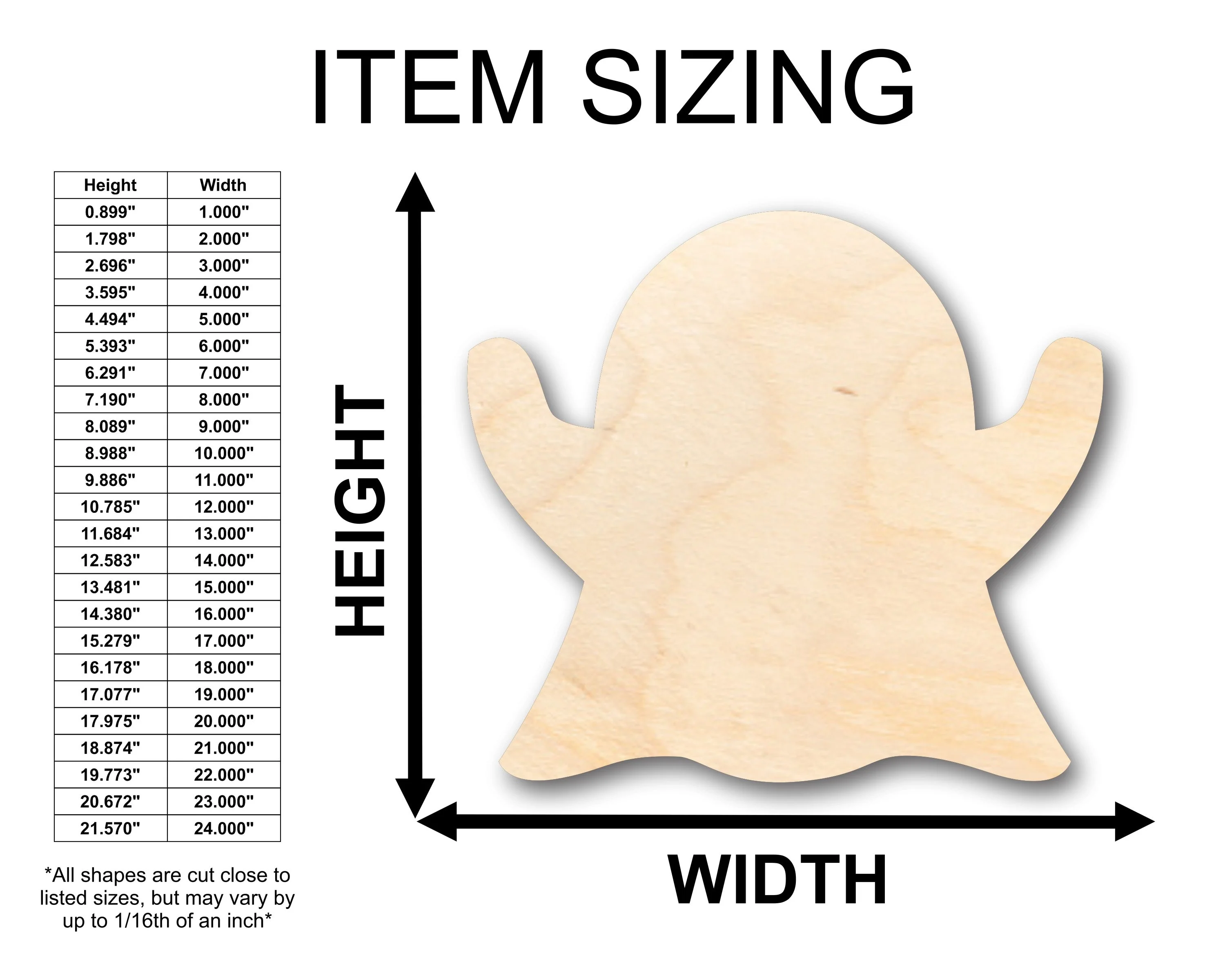 Unfinished Wood Ghost Halloween Shape - Craft - up to 46" DIY - Image 2