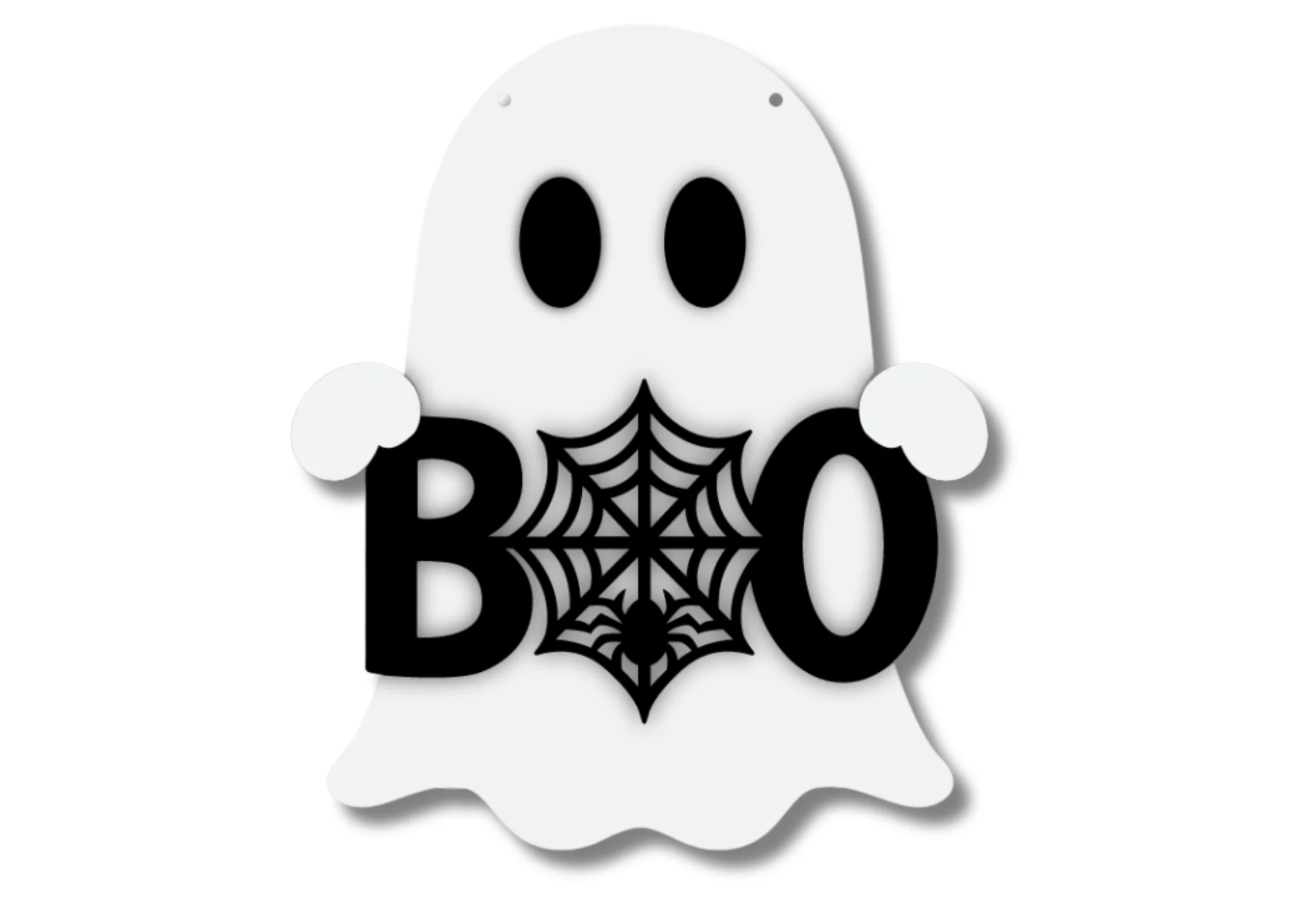 Unfinished Wood Ghost Holding Boo Door Sign Kit | Wood Craft Cutouts | 1/4" Thick | - Image 2