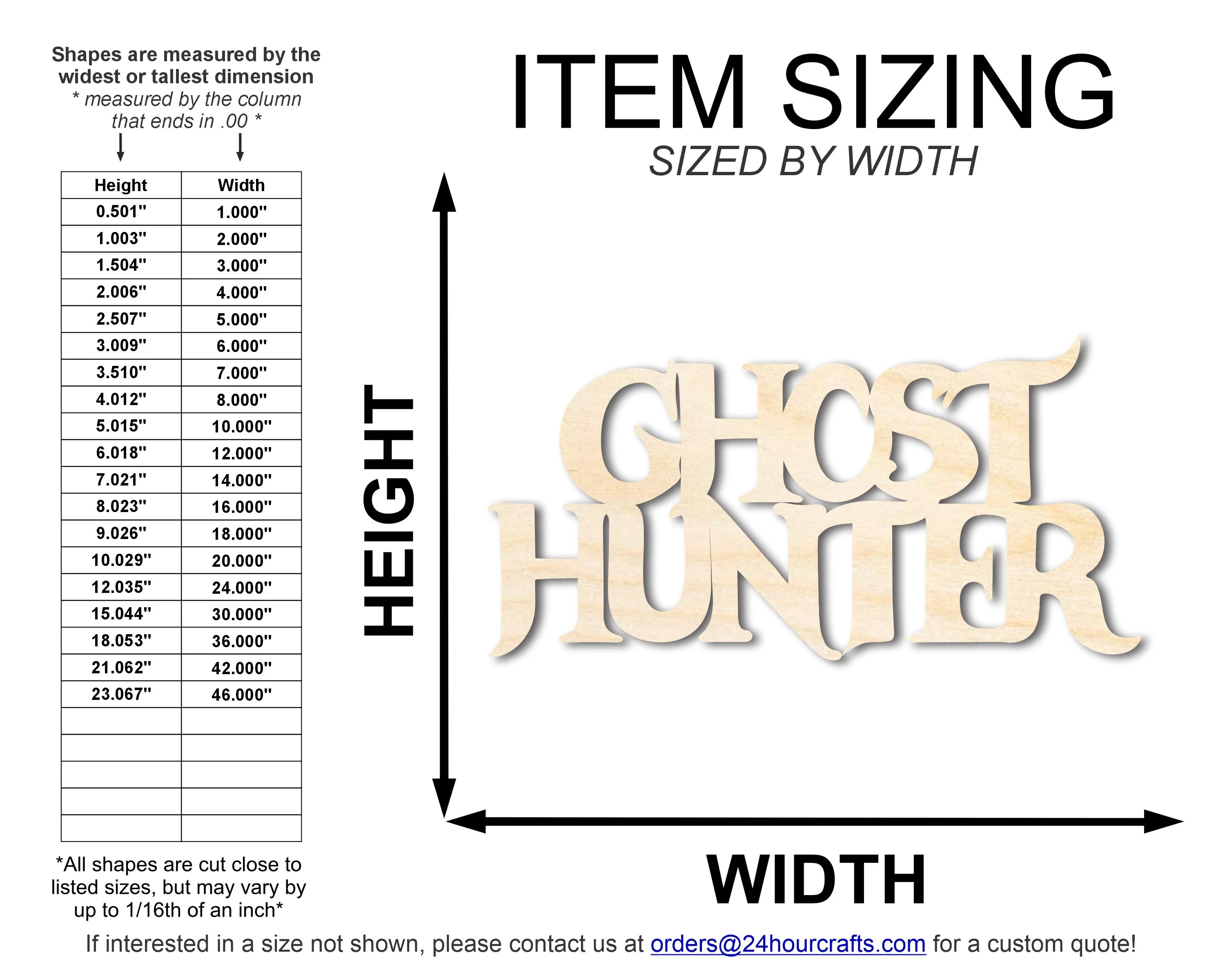 Unfinished Wood Ghost Hunter Shape | Craft Word Cutout | up to 46" DIY - Image 2