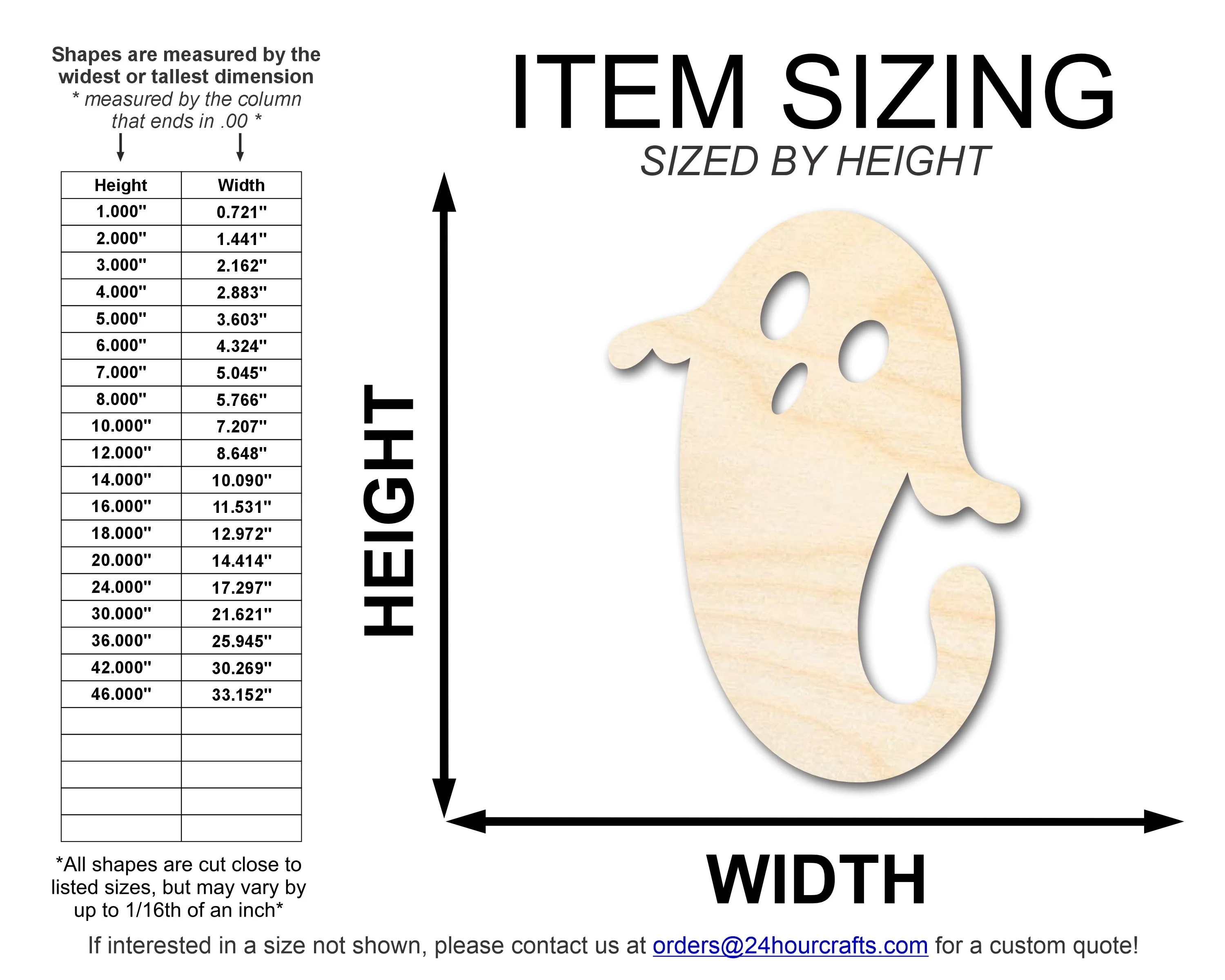 Unfinished Wood Ghost Shape | Craft Cutout | up to 46" DIY - Image 2