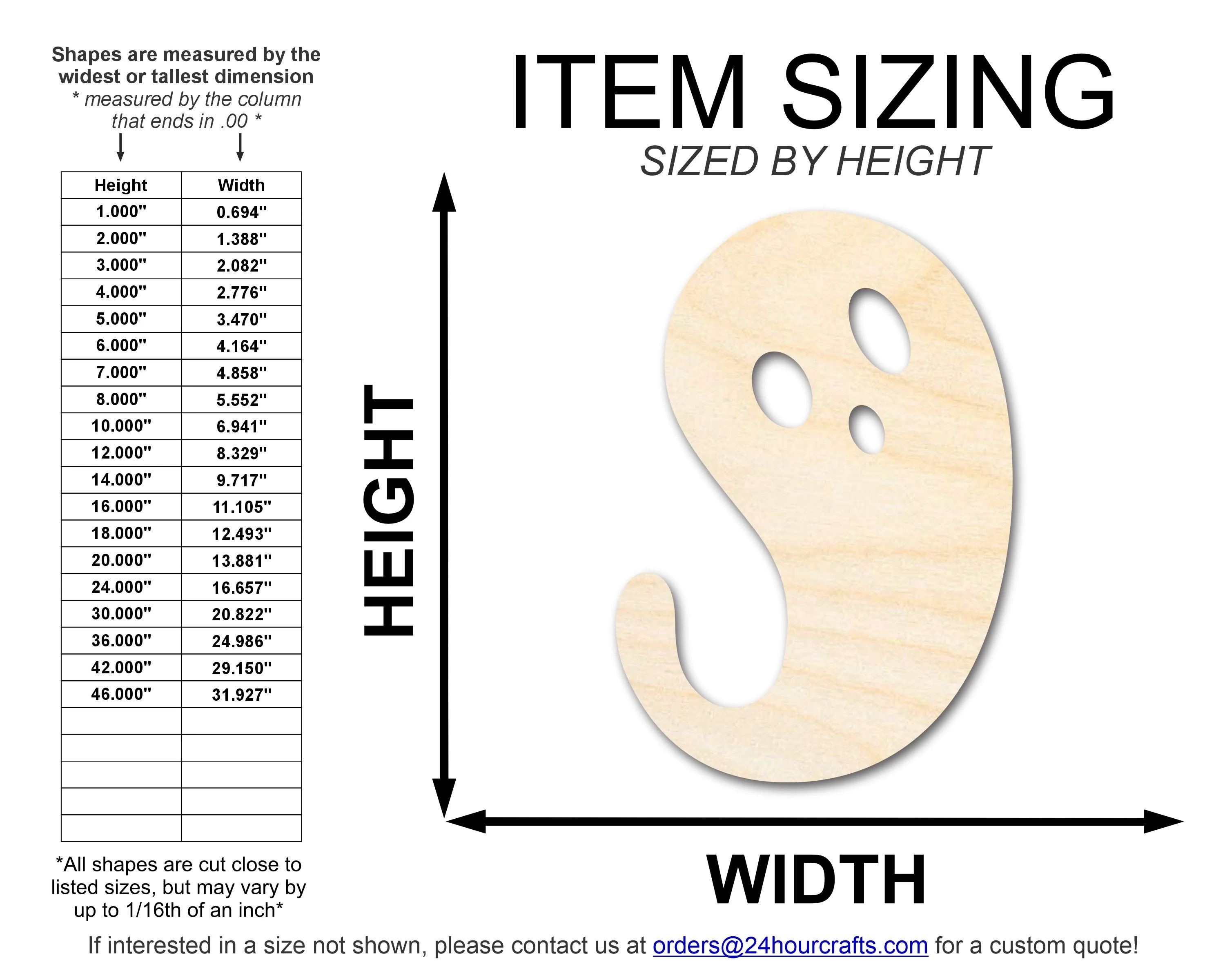 Unfinished Wood Ghost Shape | Craft Cutout | up to 46" DIY - Image 2
