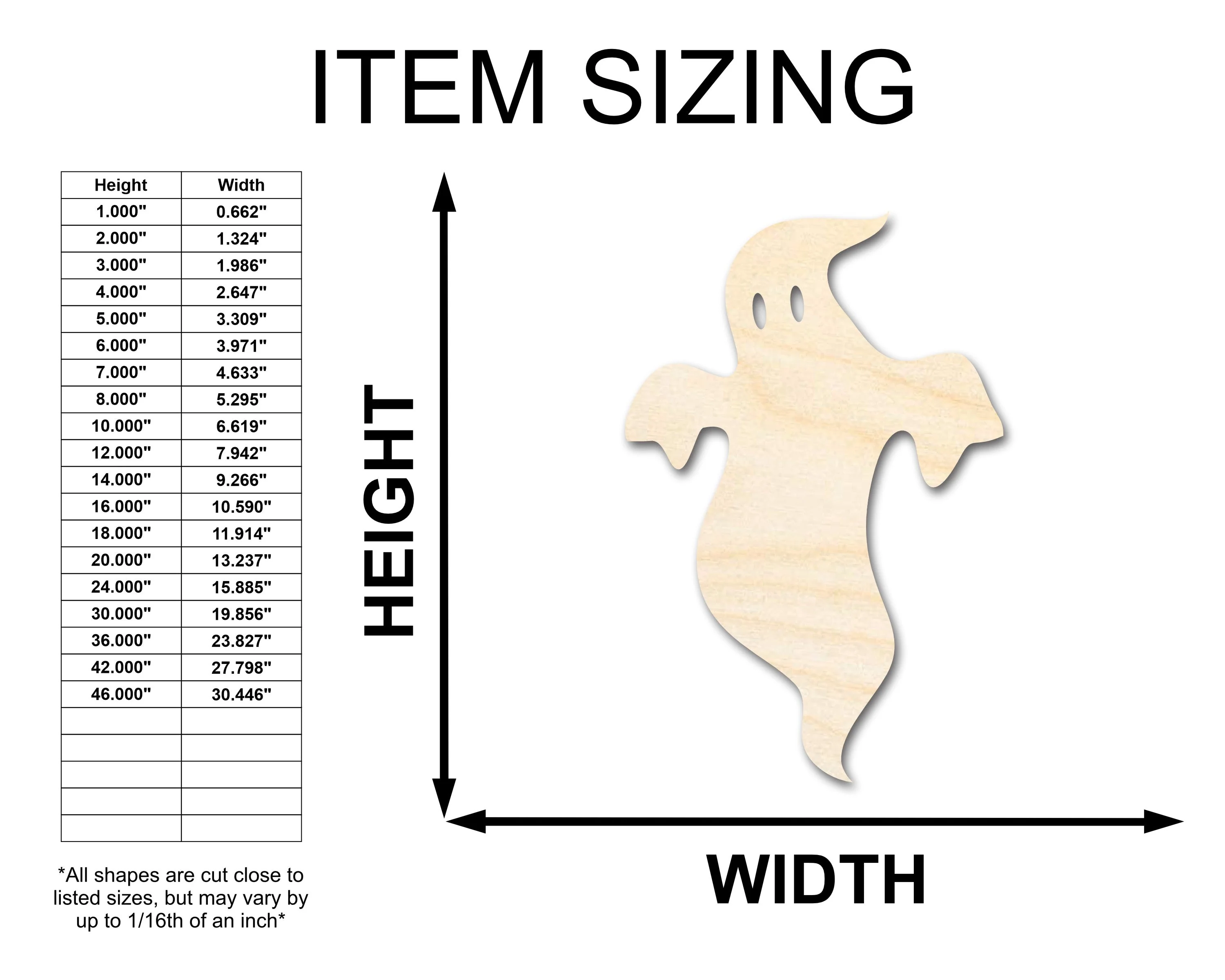 Unfinished Wood Ghost Shape - Craft - up to 46" - Image 2
