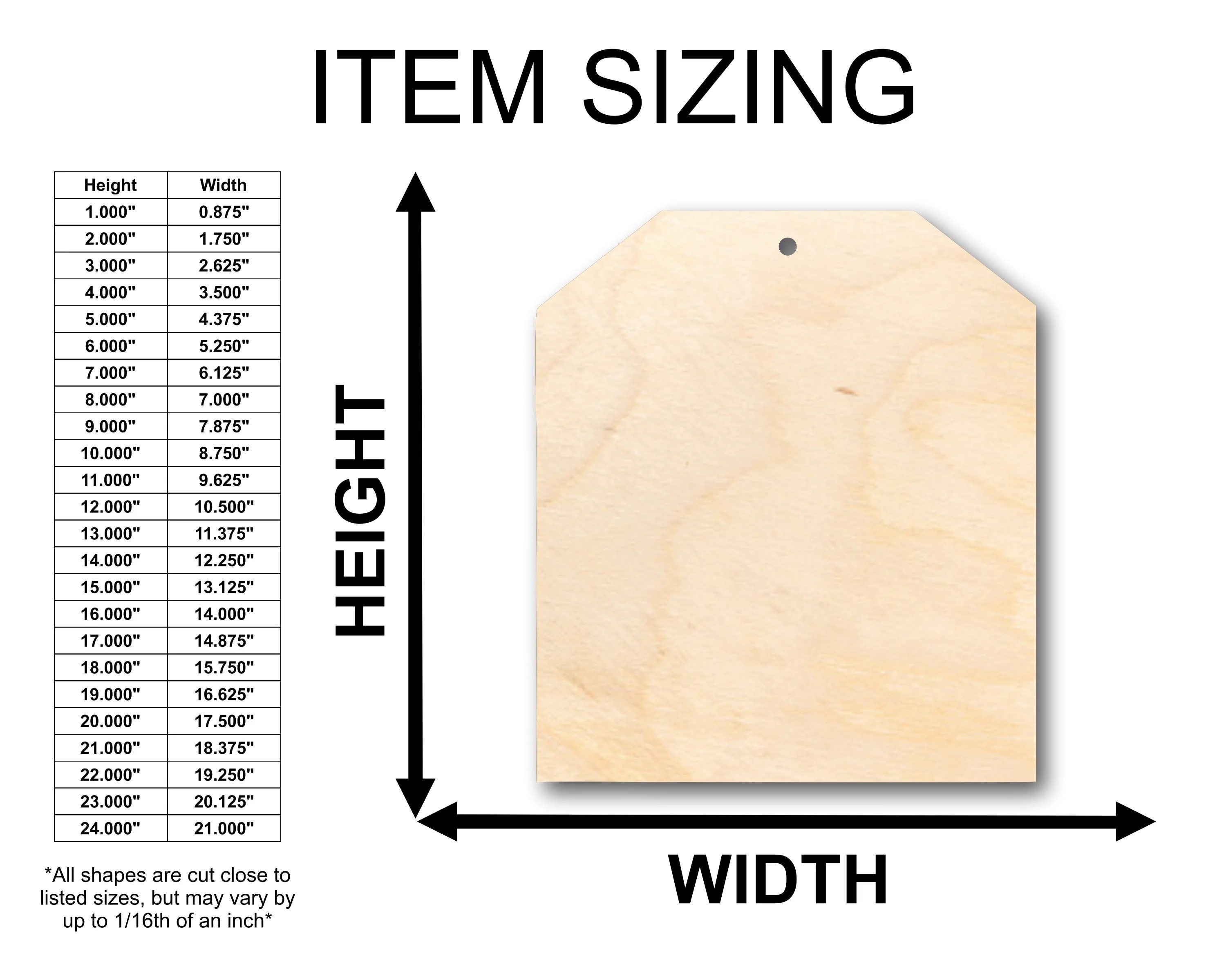 Unfinished Wood Gift Tag Shape - Craft - up to 46" DIY - Image 2