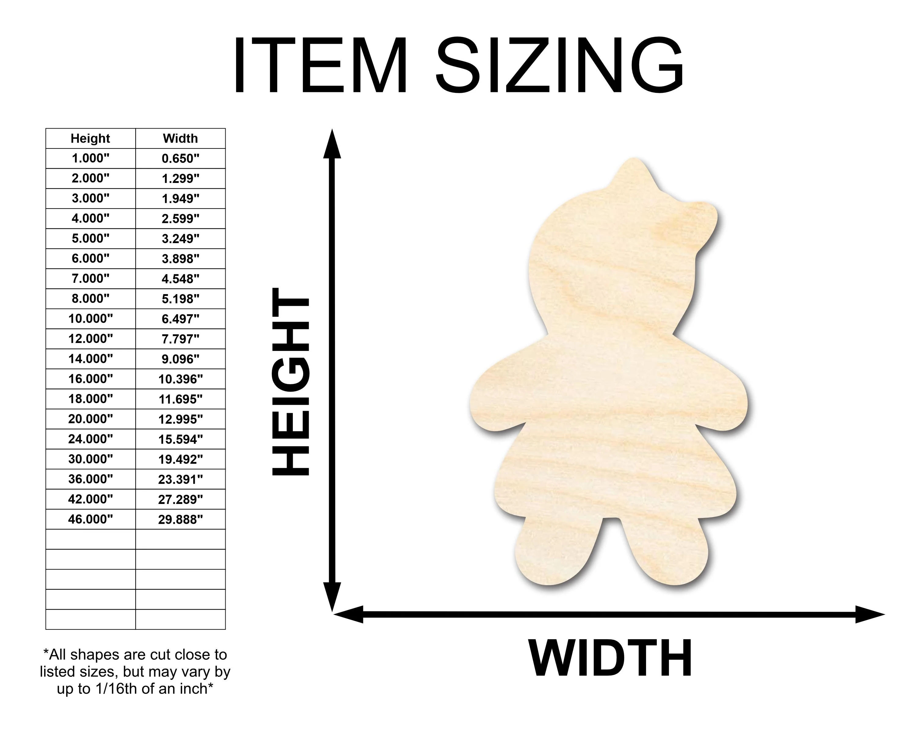 Unfinished Wood Gingerbread Girl Shape - Craft - up to 46" - Image 2