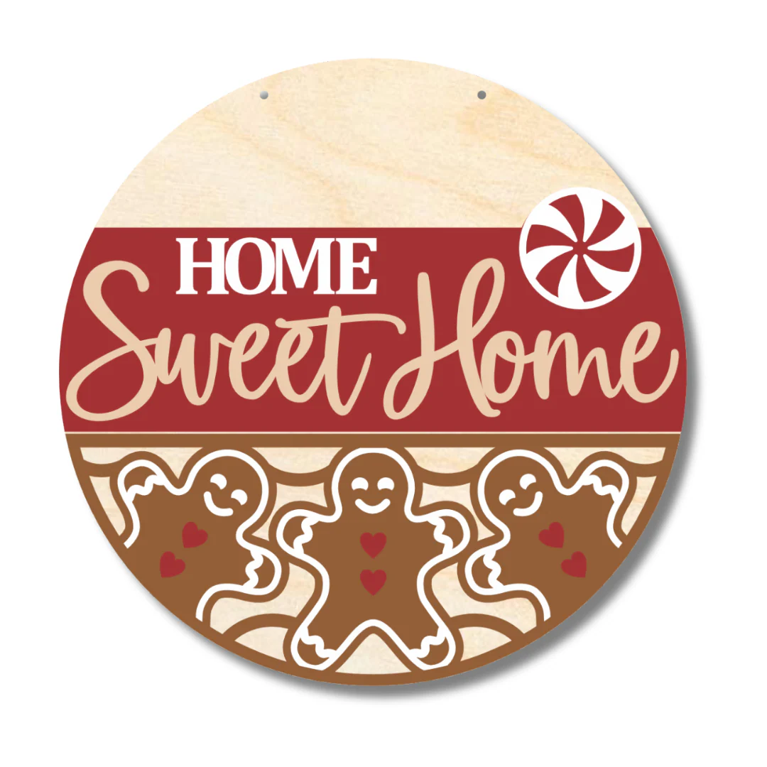 Unfinished Wood Gingerbread Home Sweet Home Door Sign Kit | Wood Craft Cutouts | 1/4" Thick | - Image 2