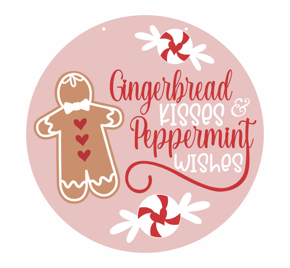 Unfinished Wood Gingerbread Kisses Door Sign Kit | Wood Craft Cutouts | 1/4" Thick | - Image 2