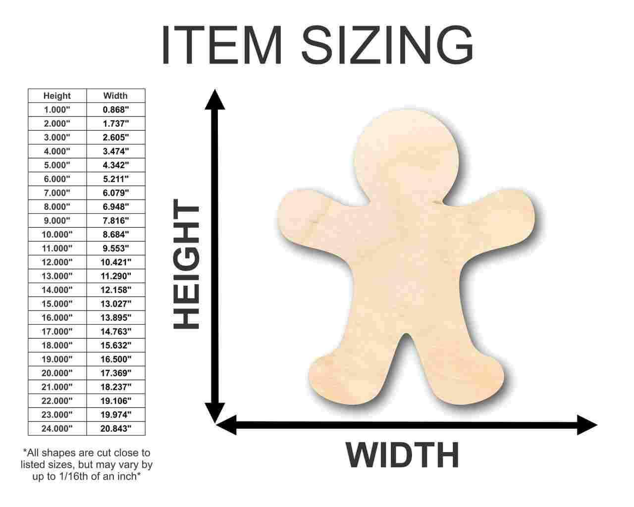 Unfinished Wood Gingerbread Man Shape - Candy - Holiday - Craft - up to 46" DIY - Image 2