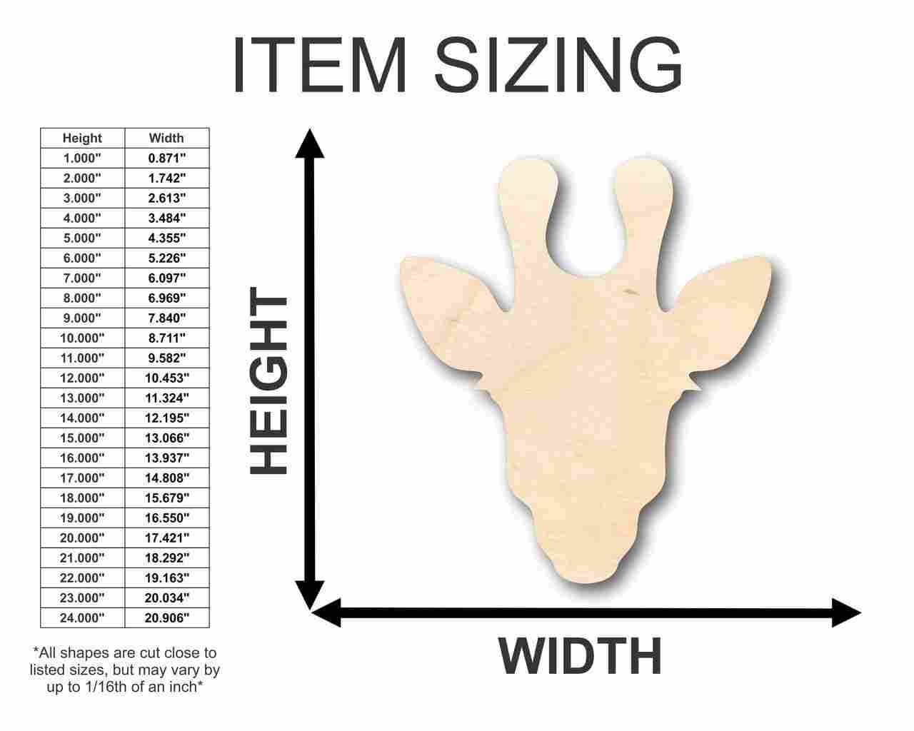 Unfinished Wood Giraffe Head Shape - Animal - Wildlife - Craft - up to 46" DIY - Image 2