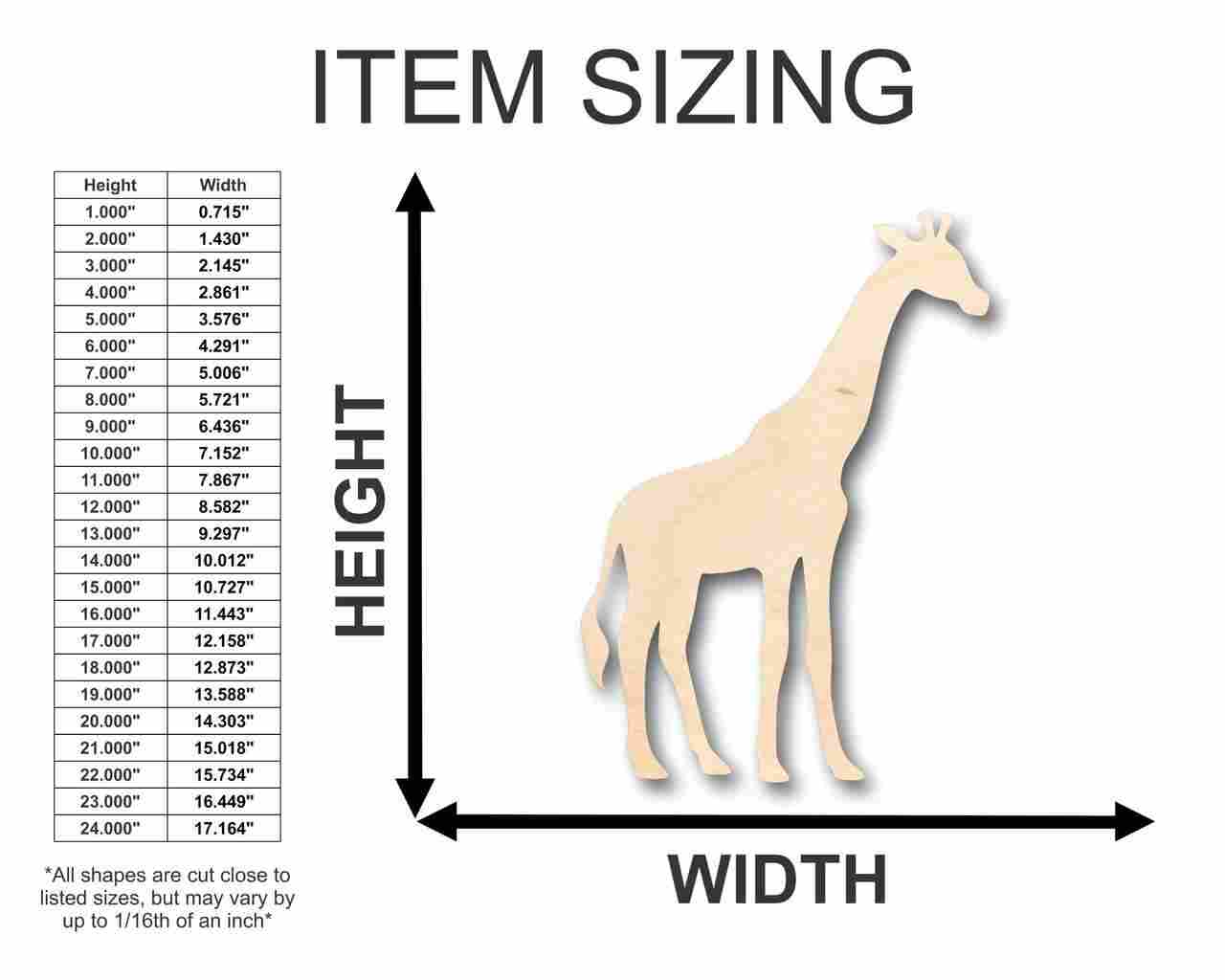 Unfinished Wood Giraffe Shape - Animal - Wildlife - Craft - up to 46" DIY - Image 2