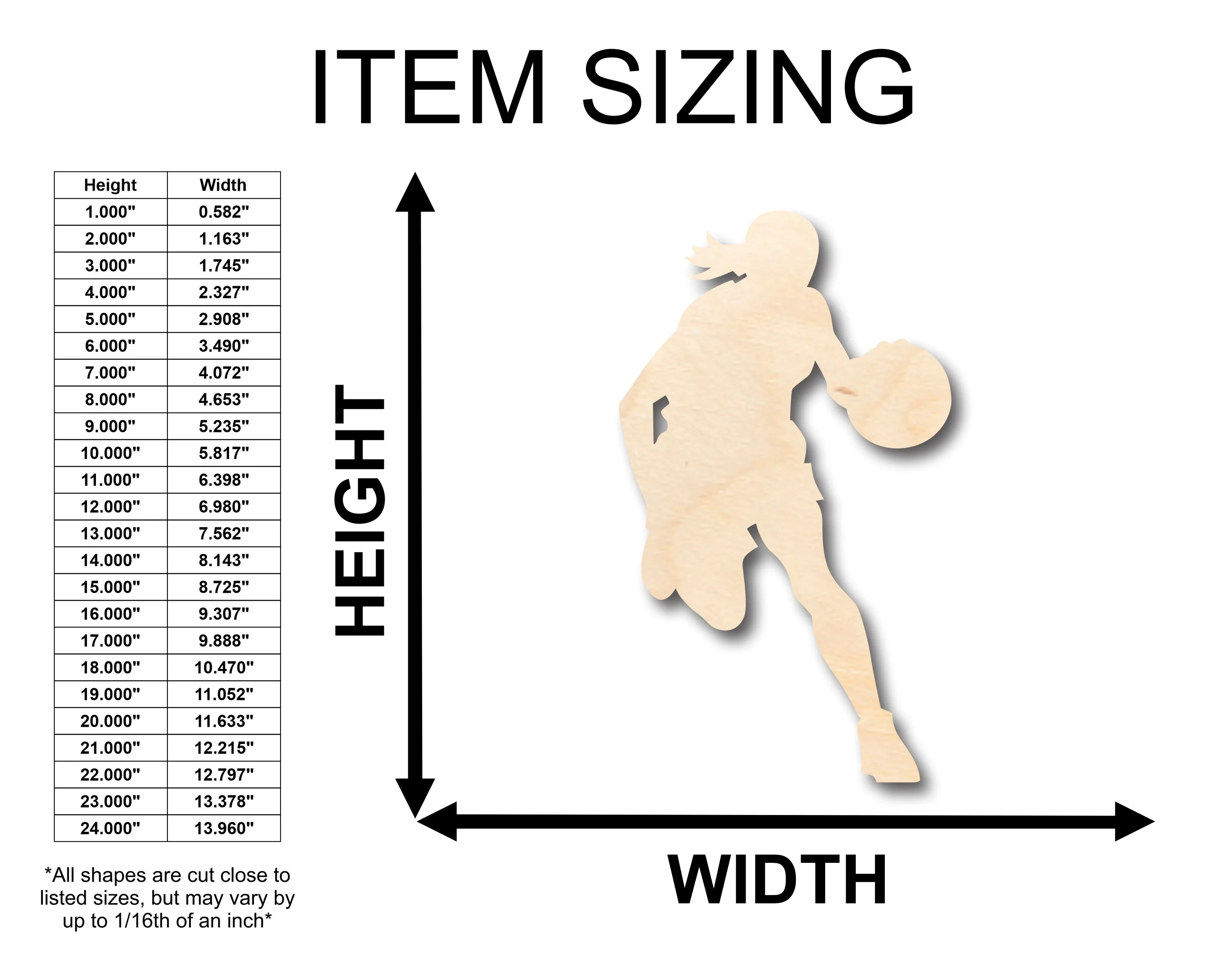 Unfinished Wood Girl Basketball Shape - Craft - up to 46" DIY - Image 2