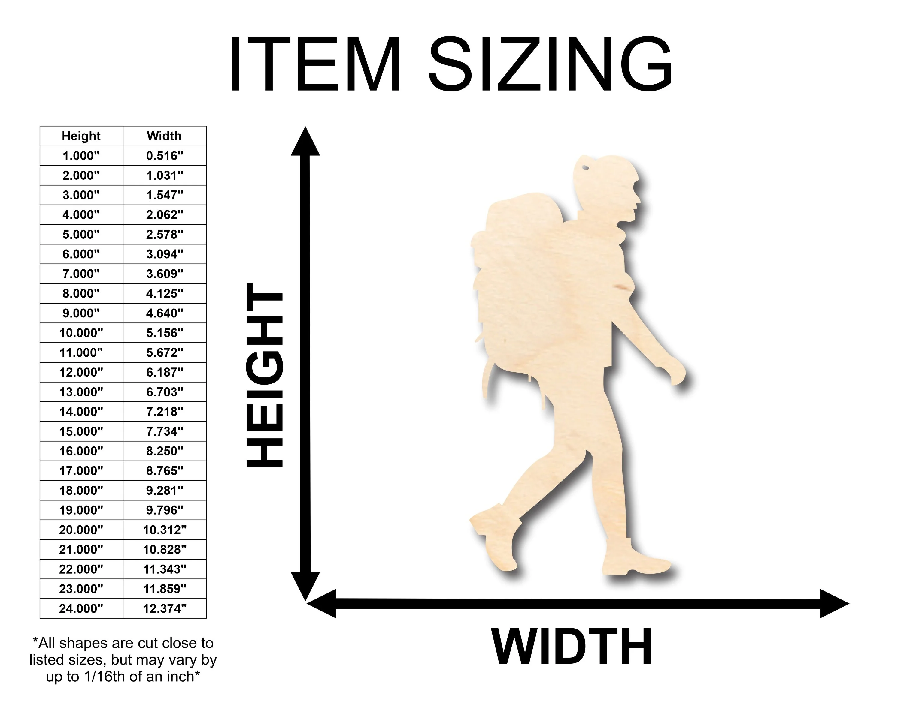 Unfinished Wood Girl Hike Shape - Craft - up to 46" DIY - Image 2