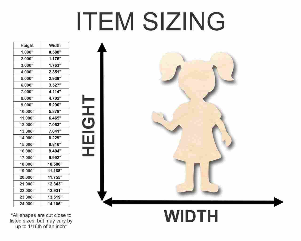 Unfinished Wood Girl Shape - Kid - Craft - up to 46" DIY - Image 2