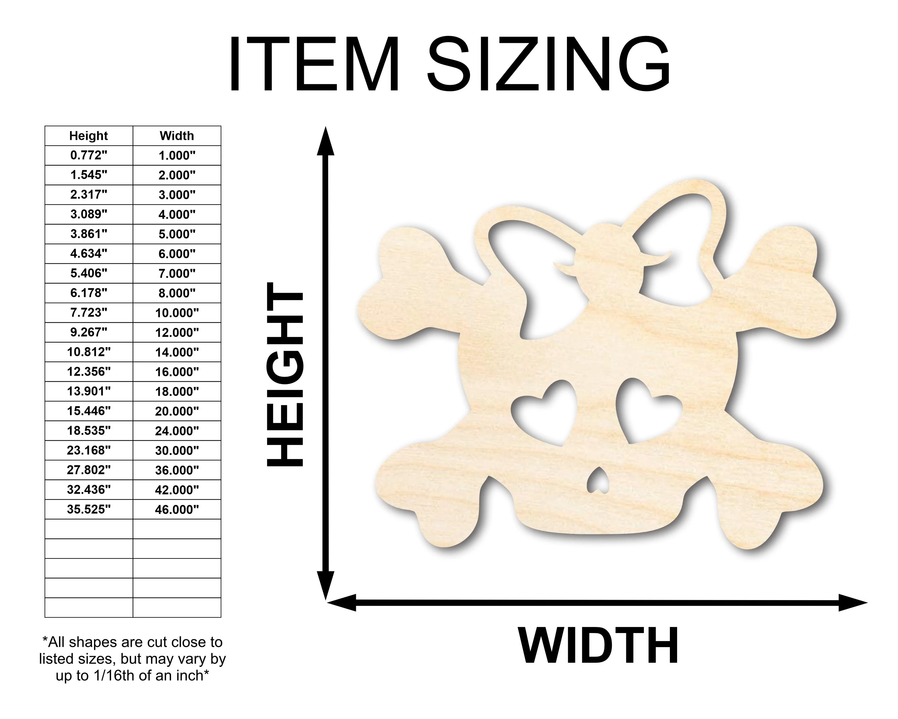 Unfinished Wood Girl Skull Shape | Craft Cutout | up to 46" DIY - Image 2